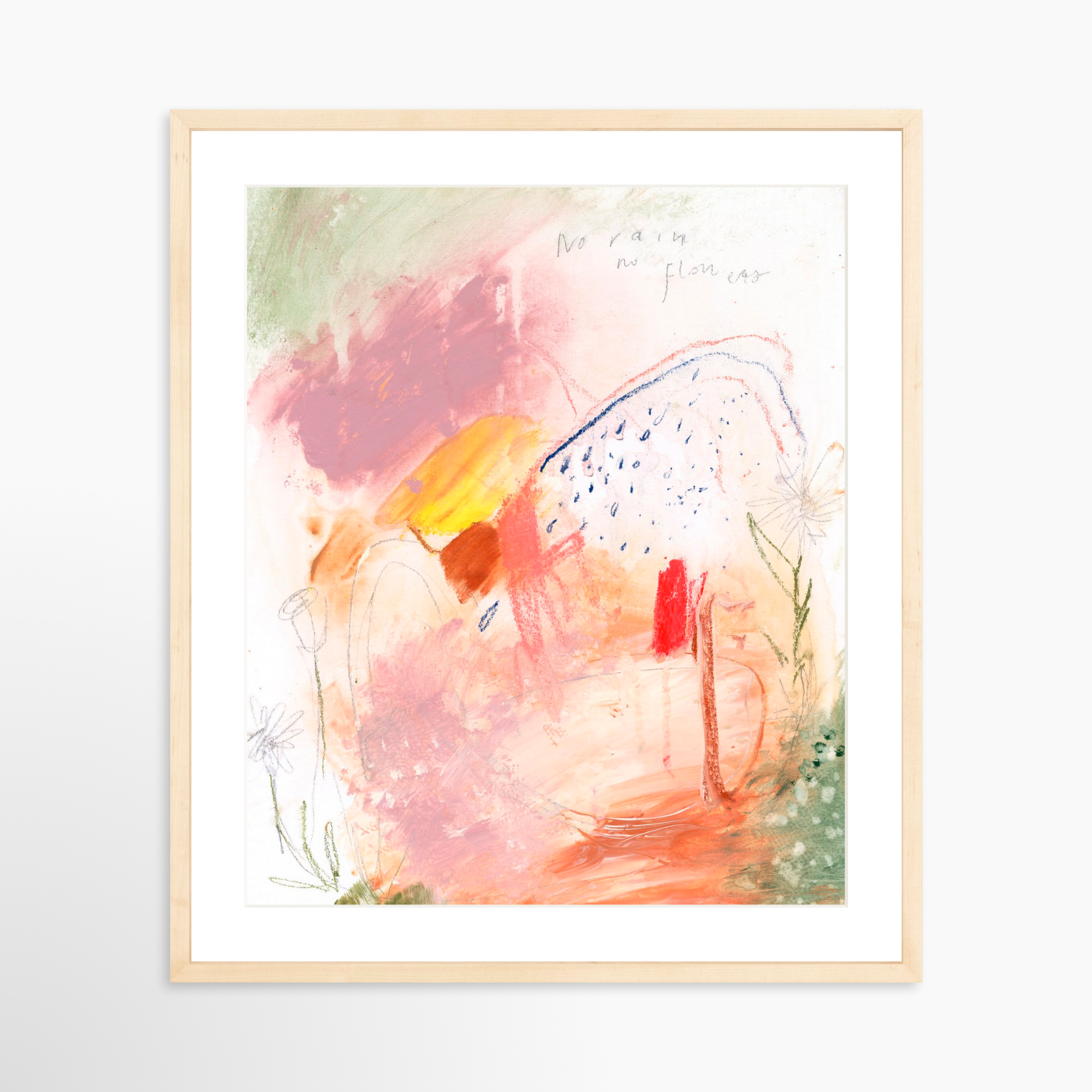 20x25 / Natural Frame + White Mat