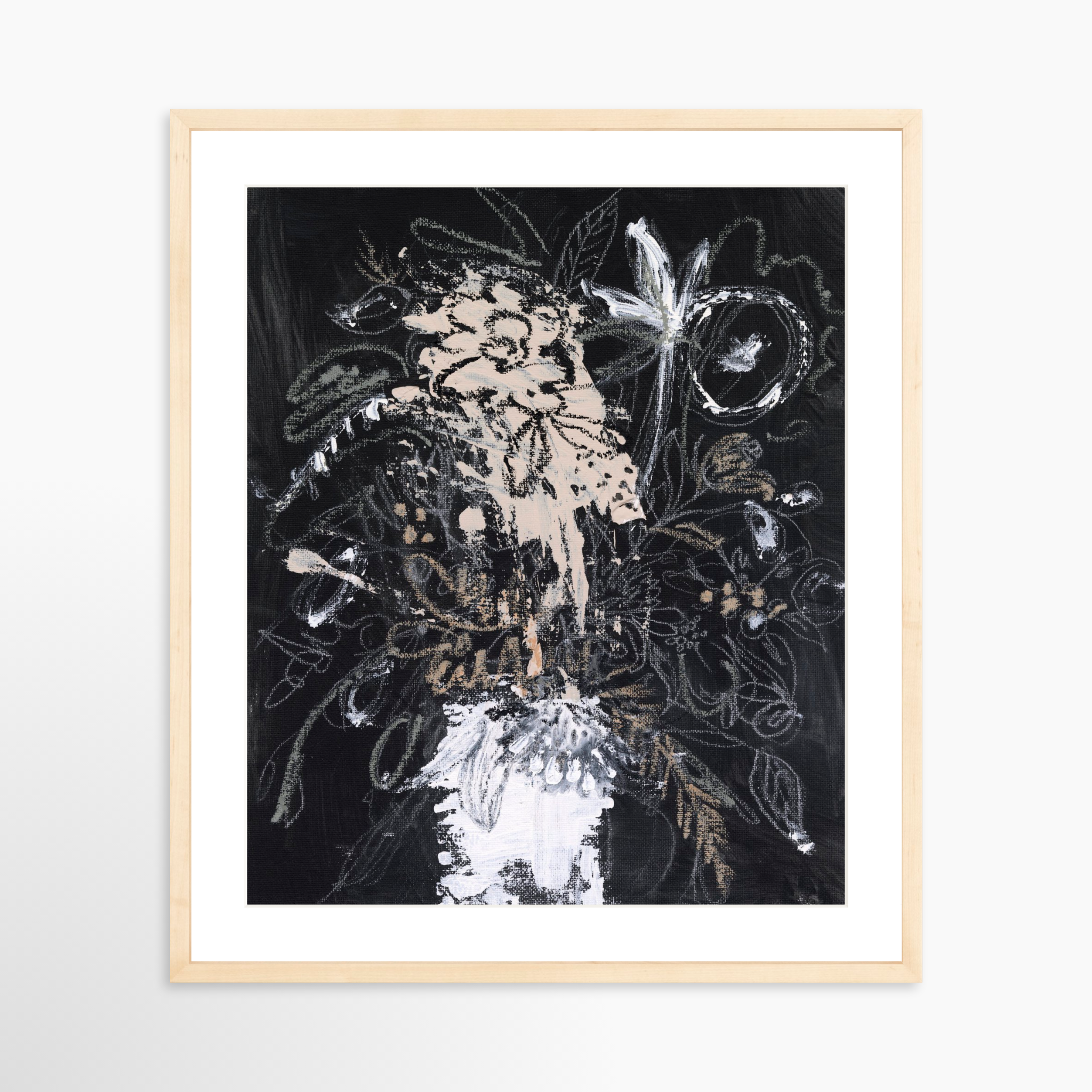 20x25 / Natural Frame + White Mat