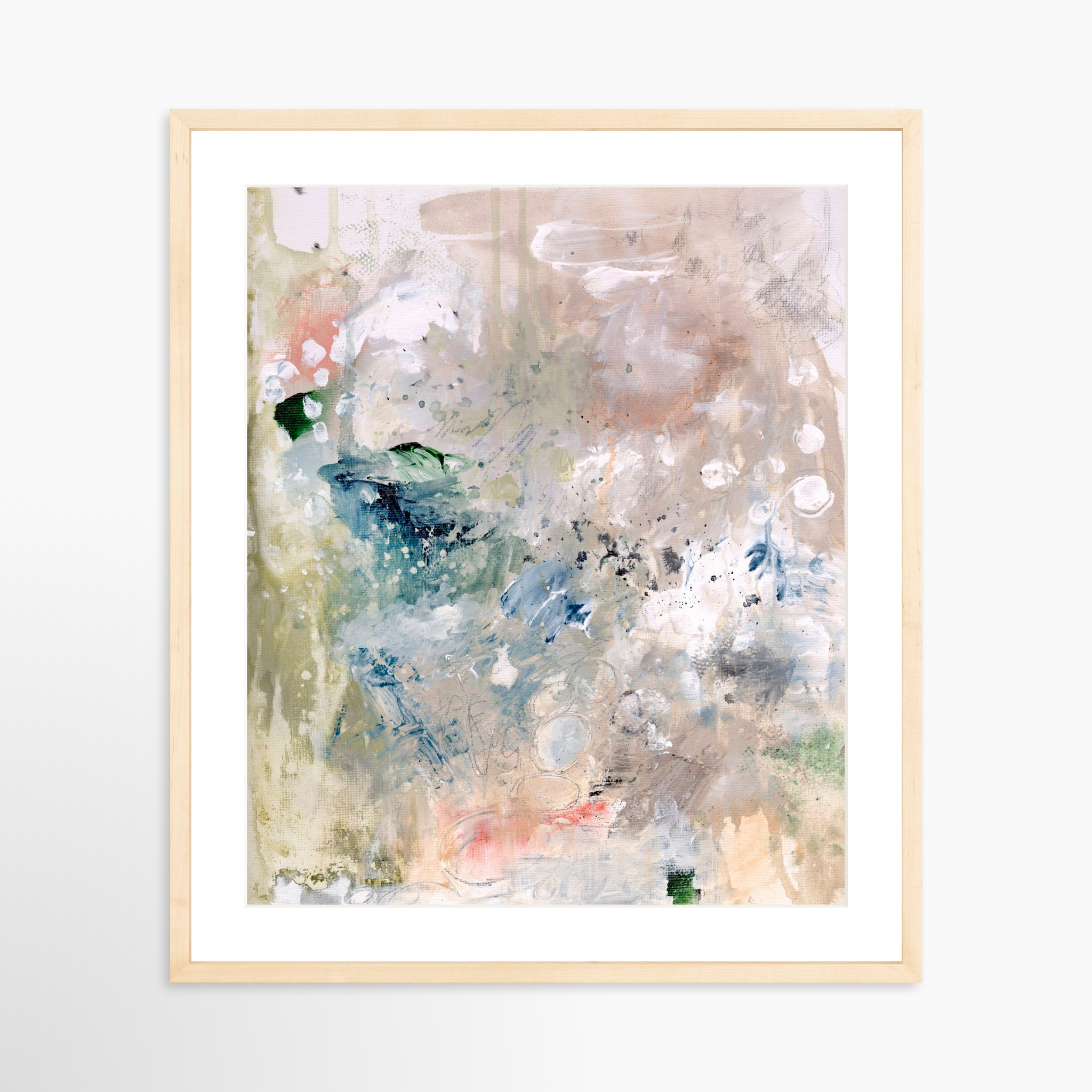 20x25 / Natural Frame + White Mat