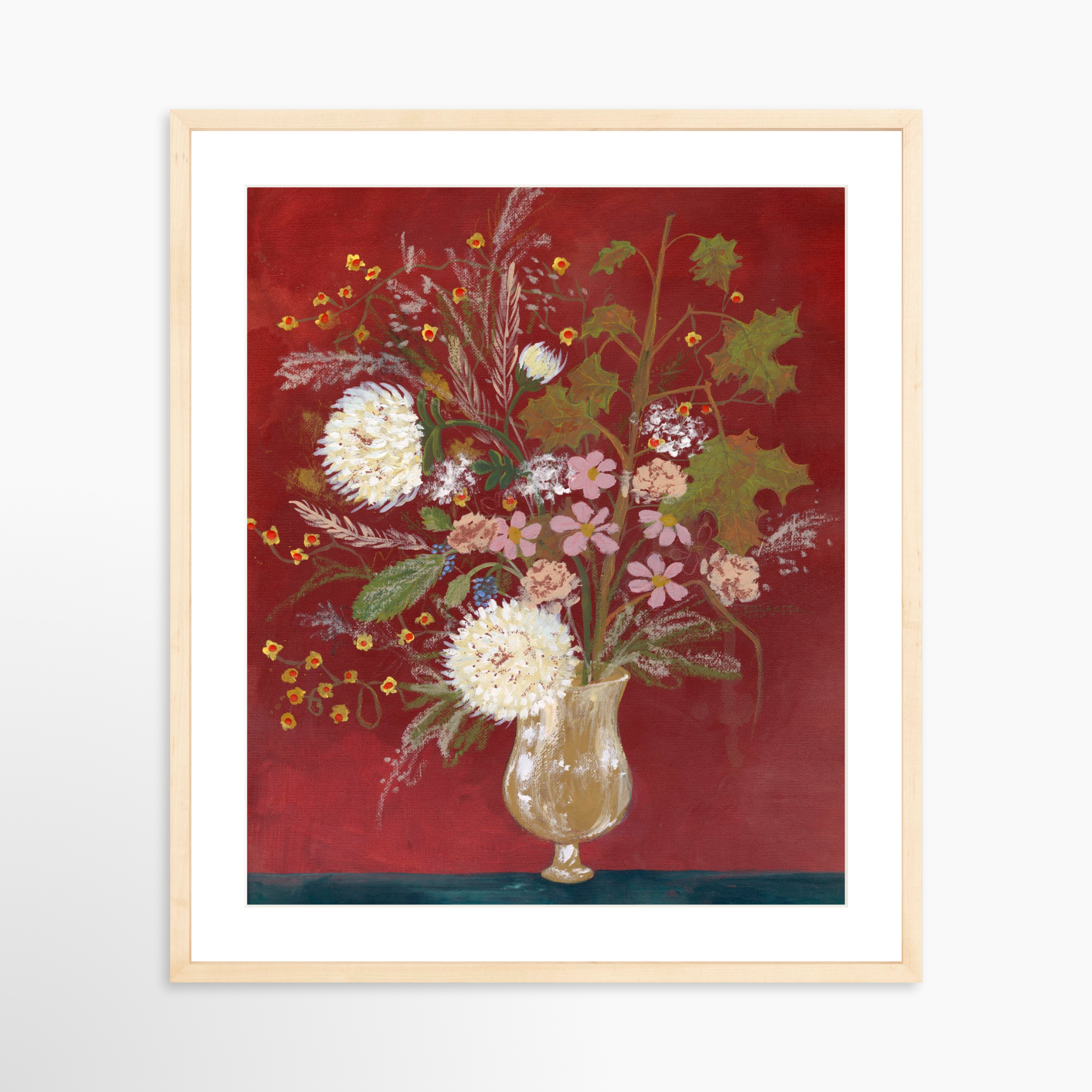 20x25 / Natural Frame + White Mat