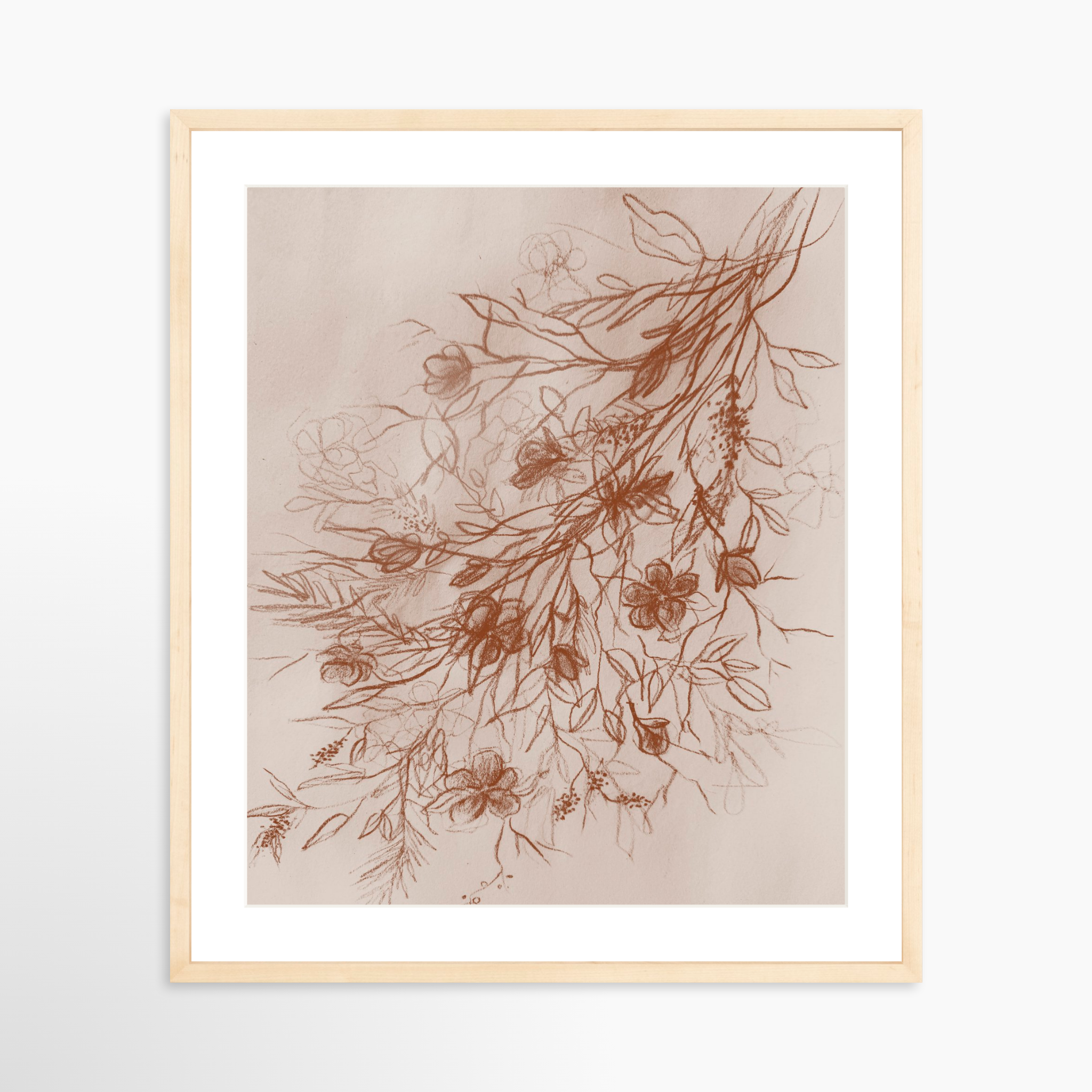 20x25 / Natural Frame + White Mat