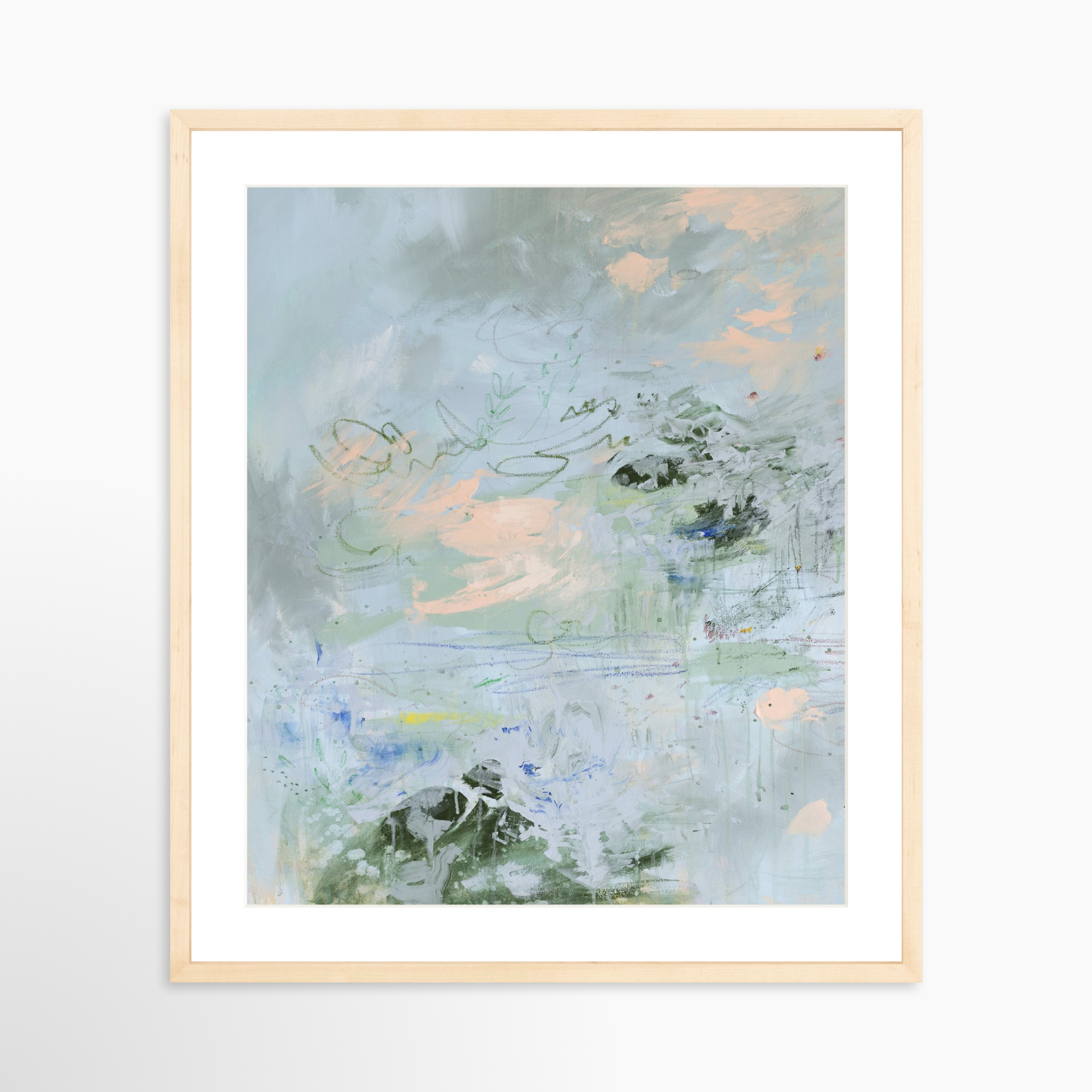 20x25 / Natural Frame + White Mat