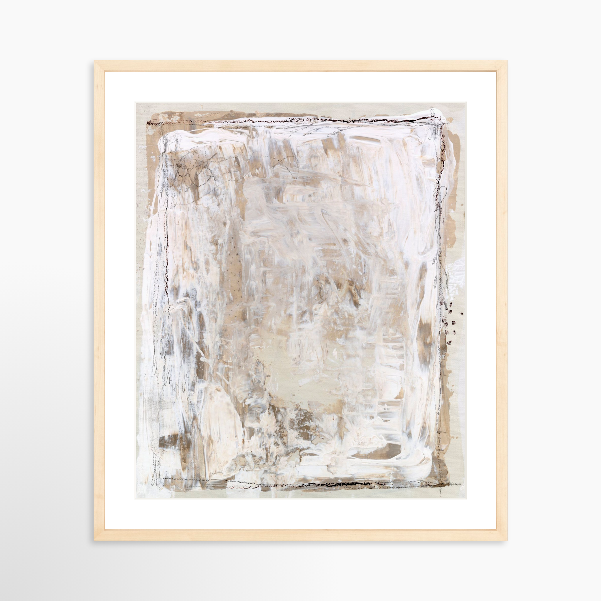 20x25 / Natural Frame + White Mat