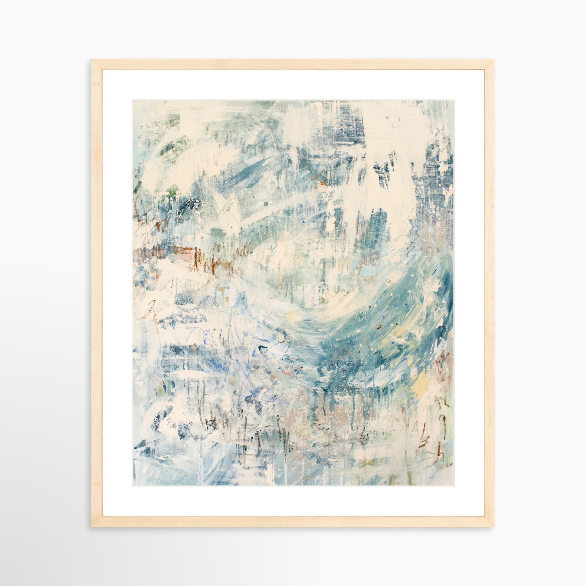 20x25 / Natural Frame + White Mat