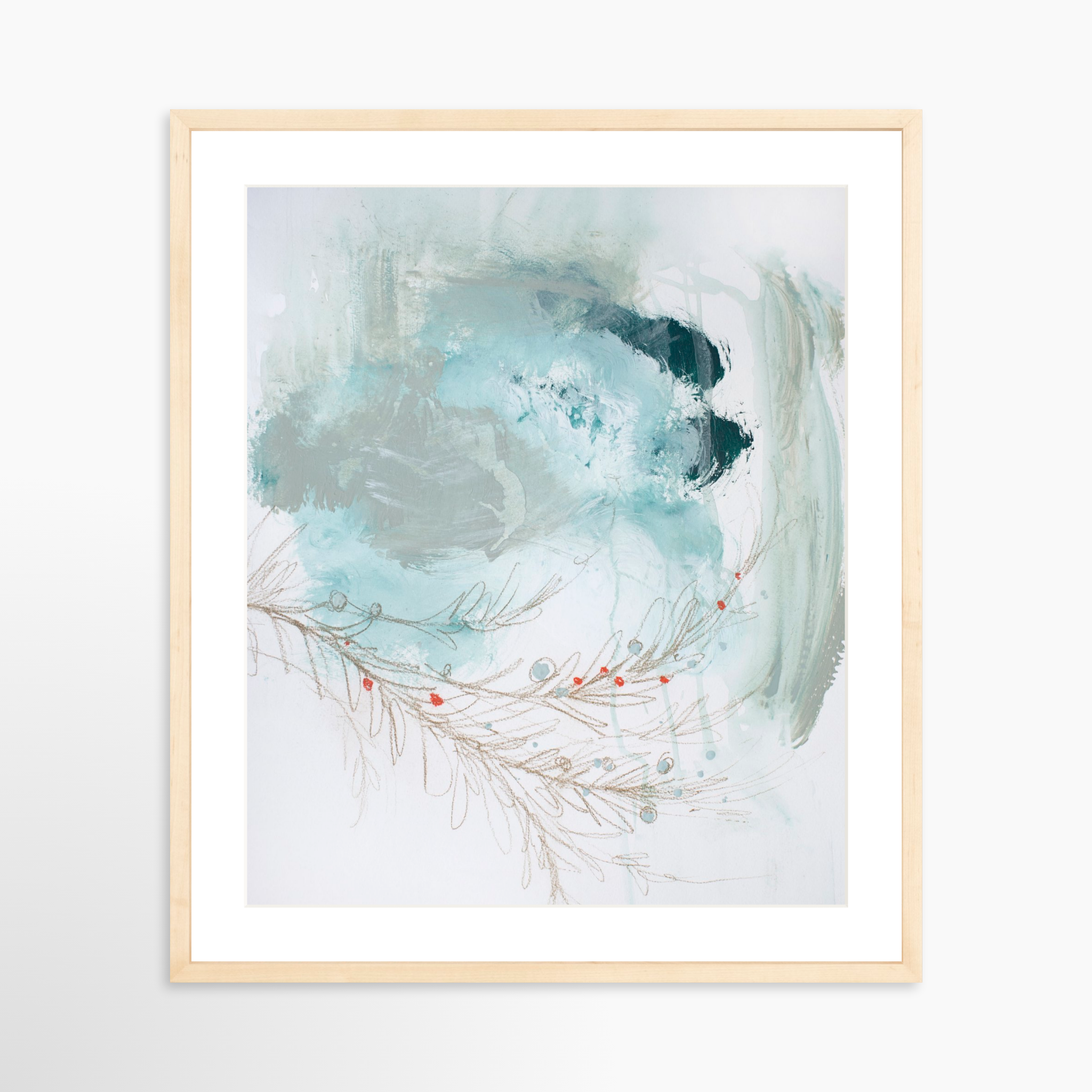 20x25 / Natural Frame + White Mat