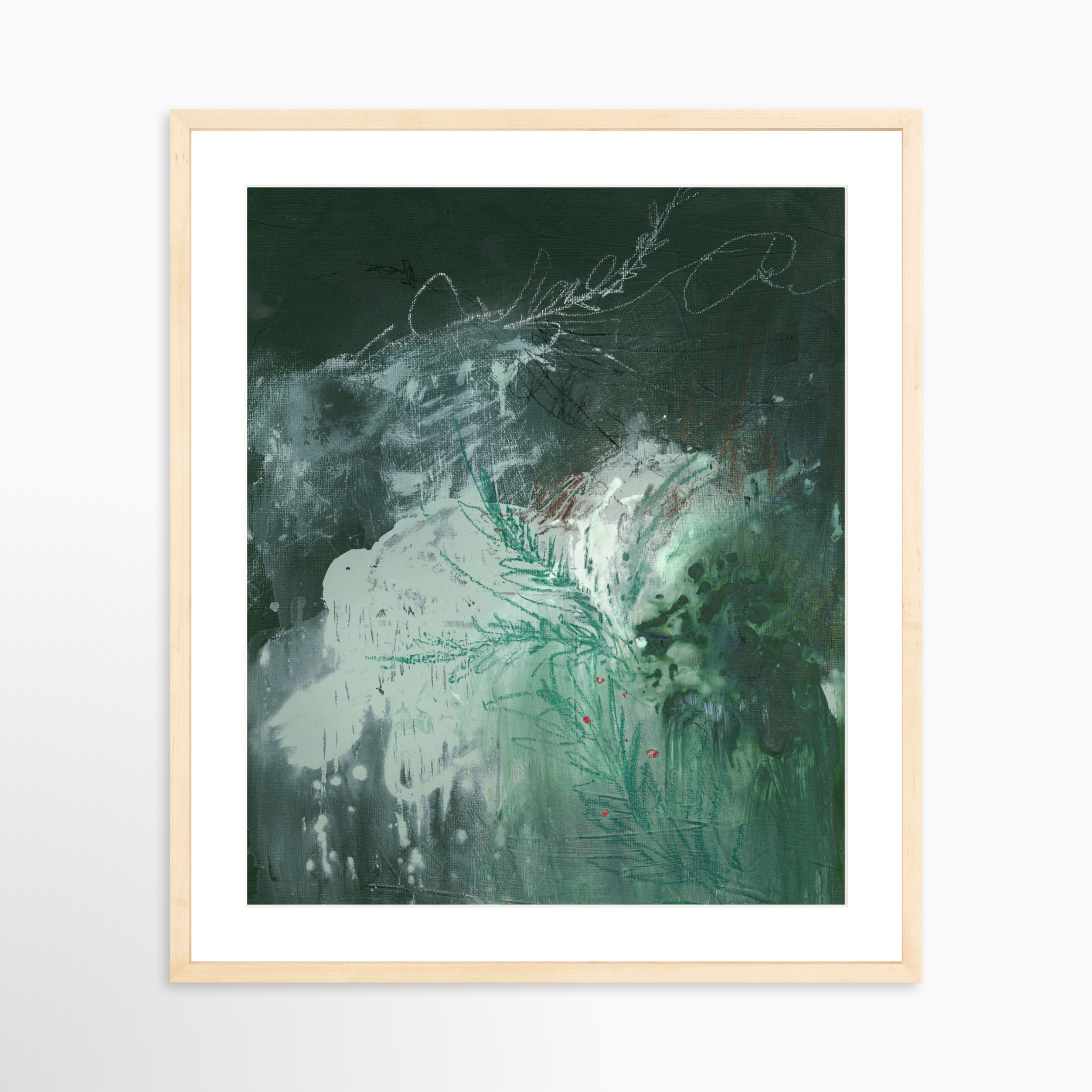 20x25 / Natural Frame + White Mat