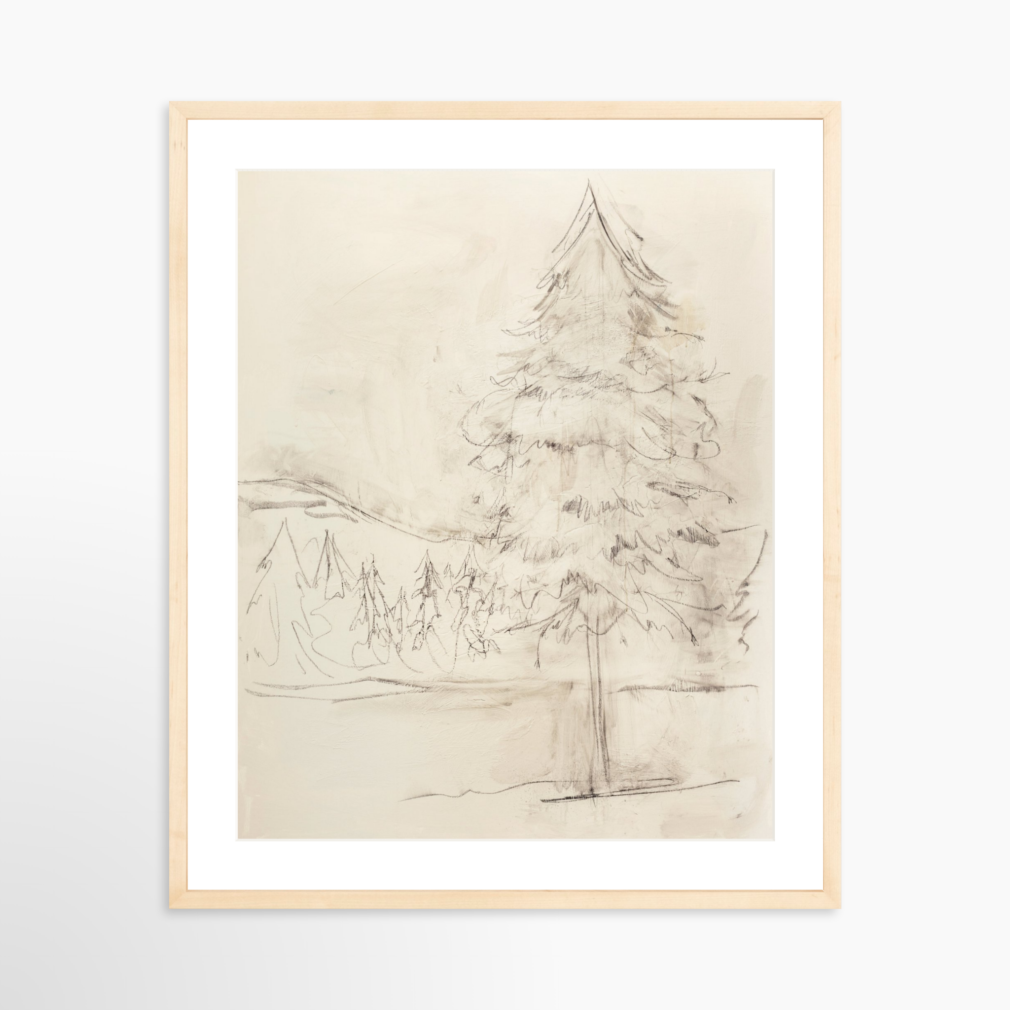 20x25 / Natural Frame + White Mat