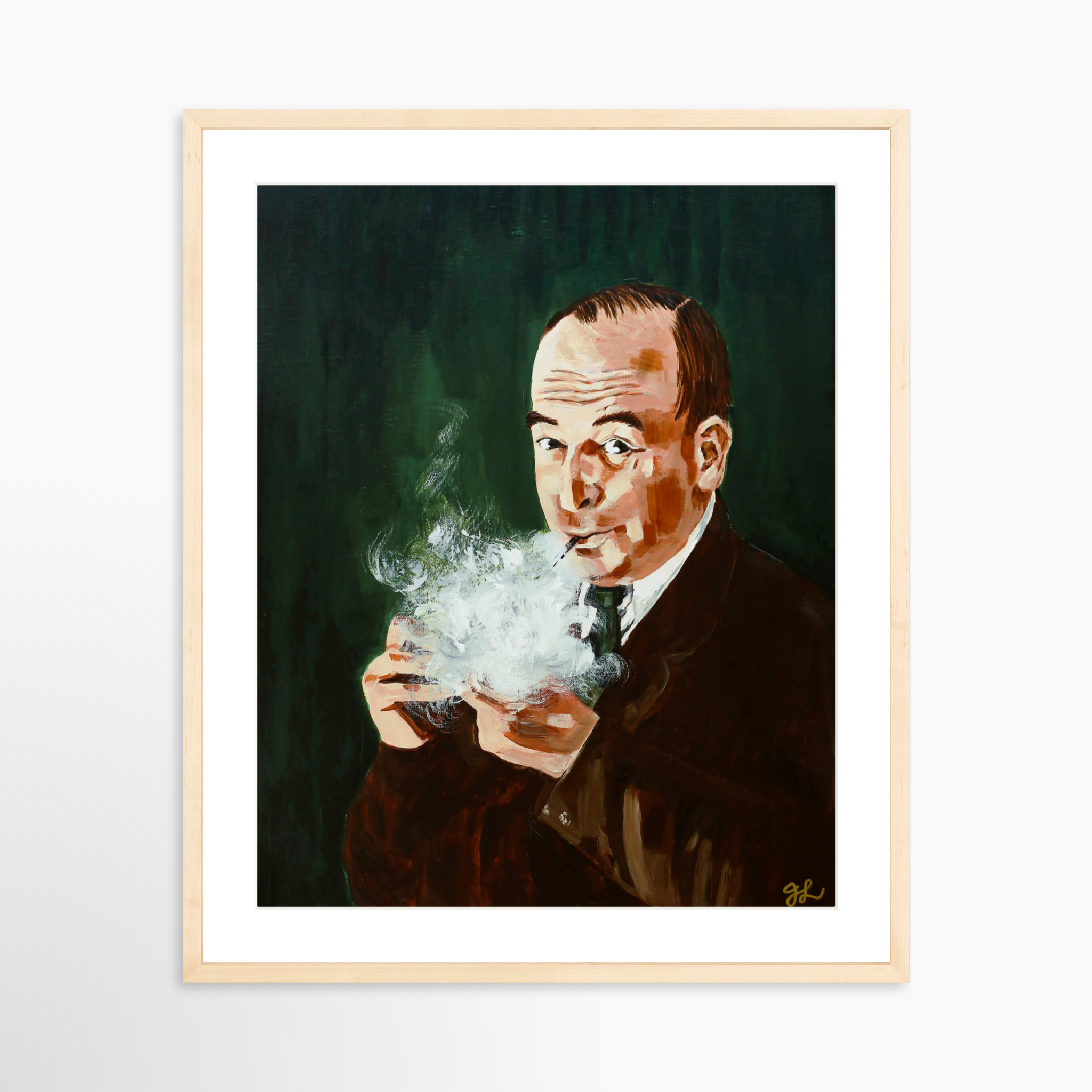 20x25 / Natural Frame + White Mat