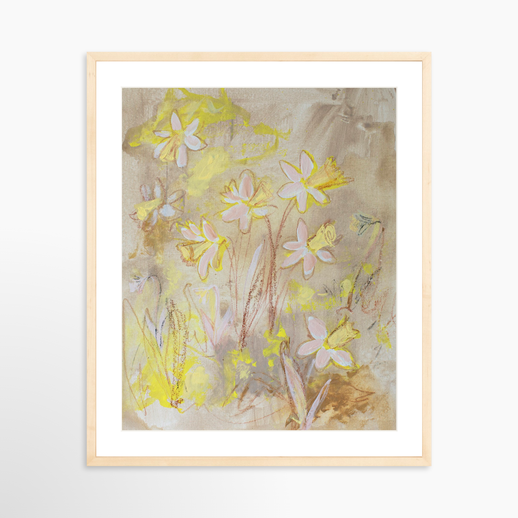 20x25 / Natural Frame + White Mat