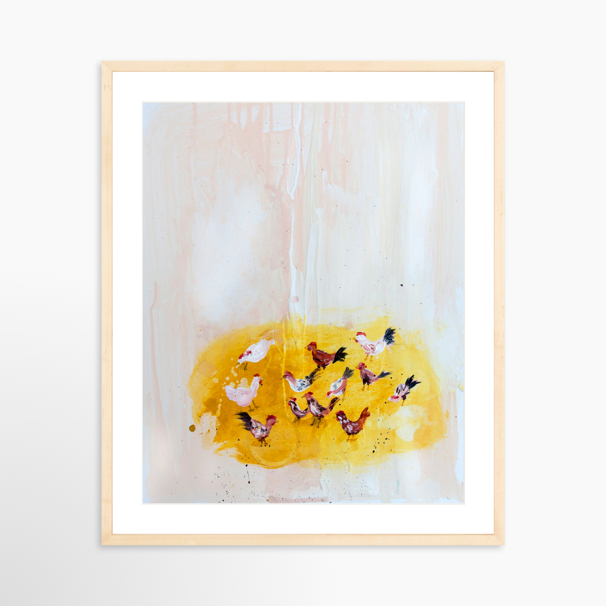 20x25 / Natural Frame + White Mat