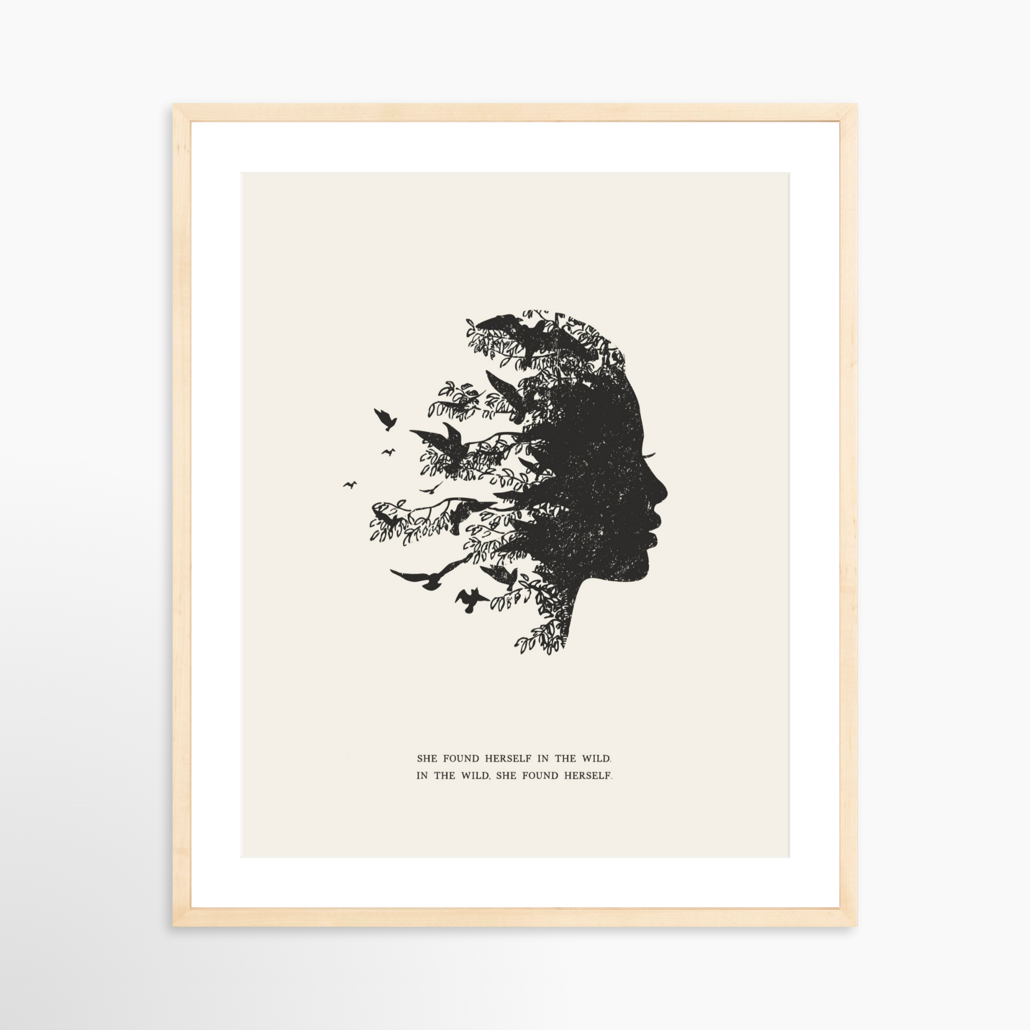 20x25 / Natural Frame + White Mat