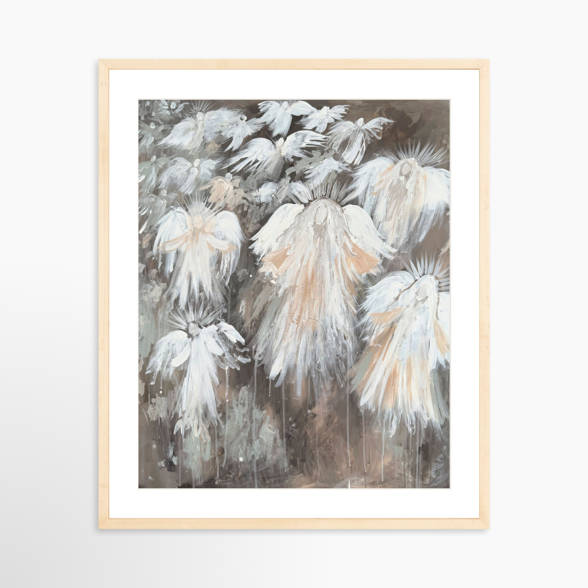 20x25 / Natural Frame + White Mat
