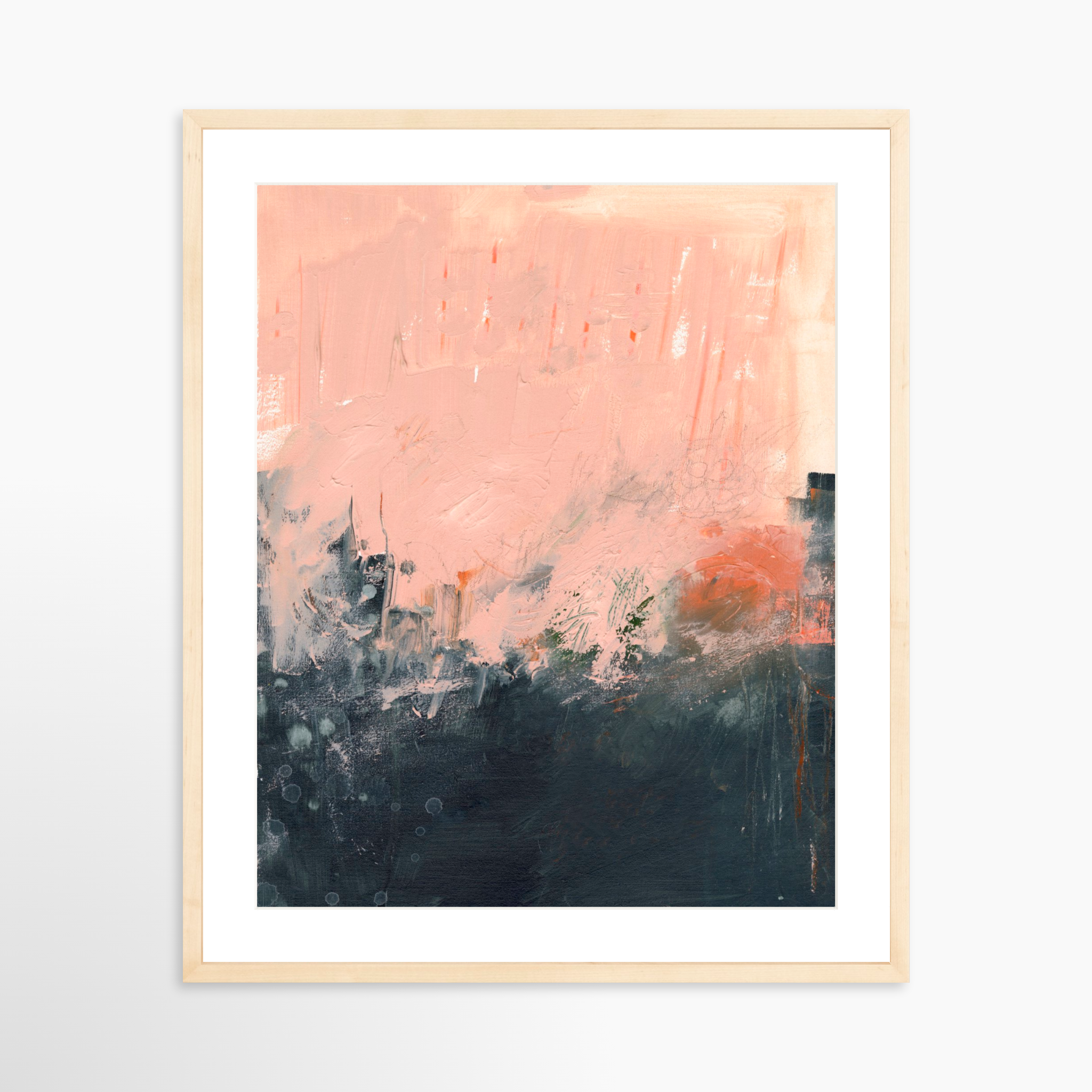 20x25 / Natural Frame + White Mat