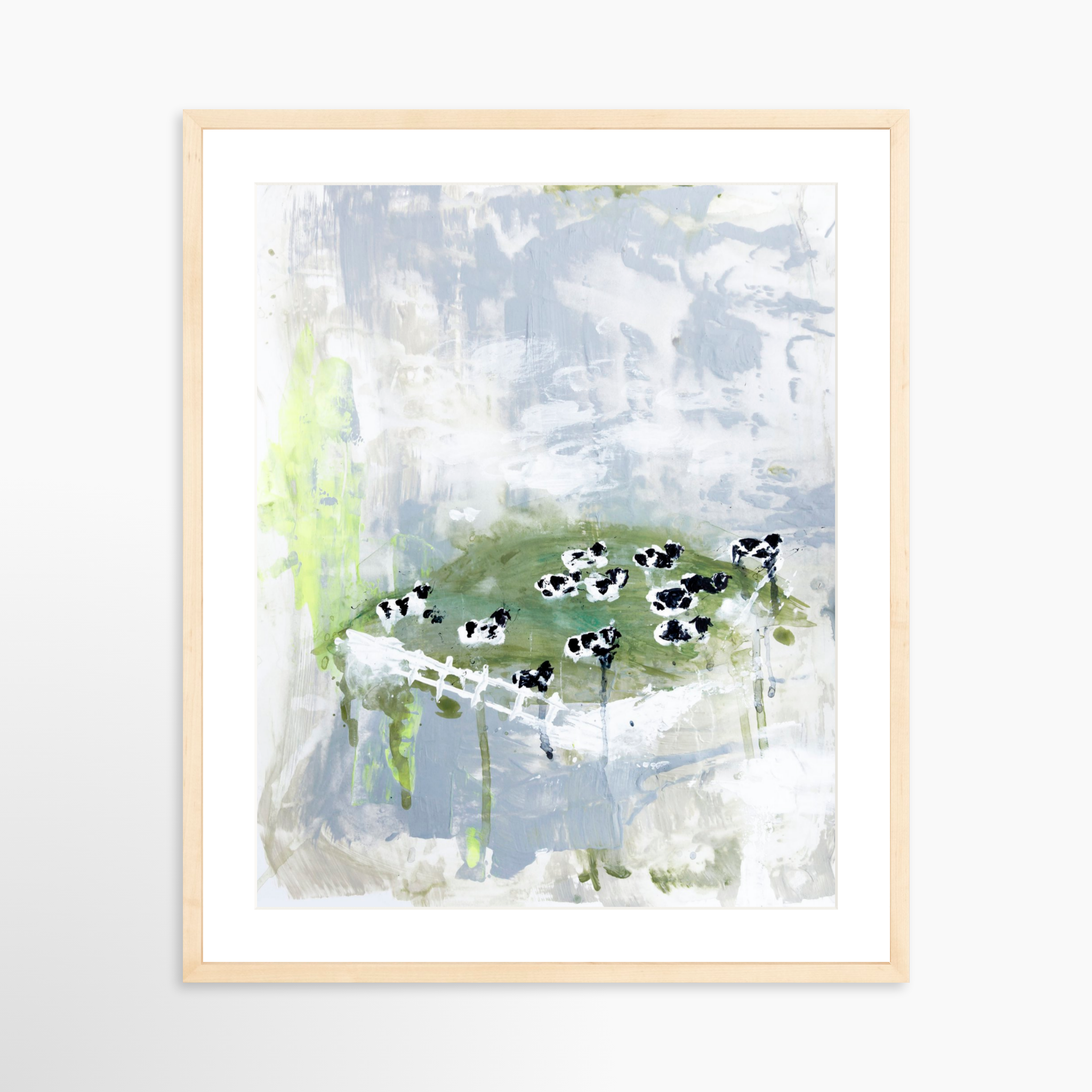 20x25 / Natural Frame + White Mat