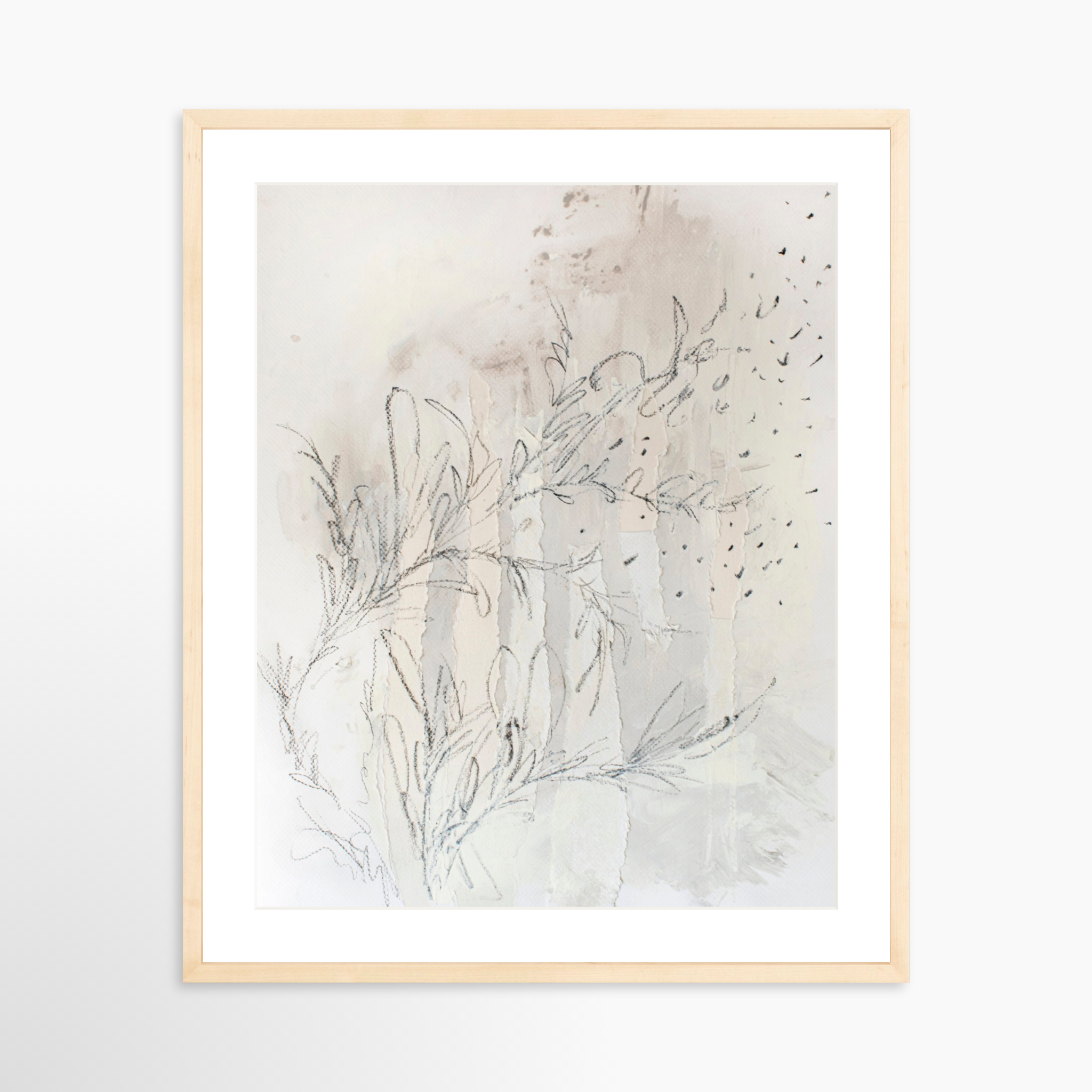 20x25 / Natural Frame + White Mat