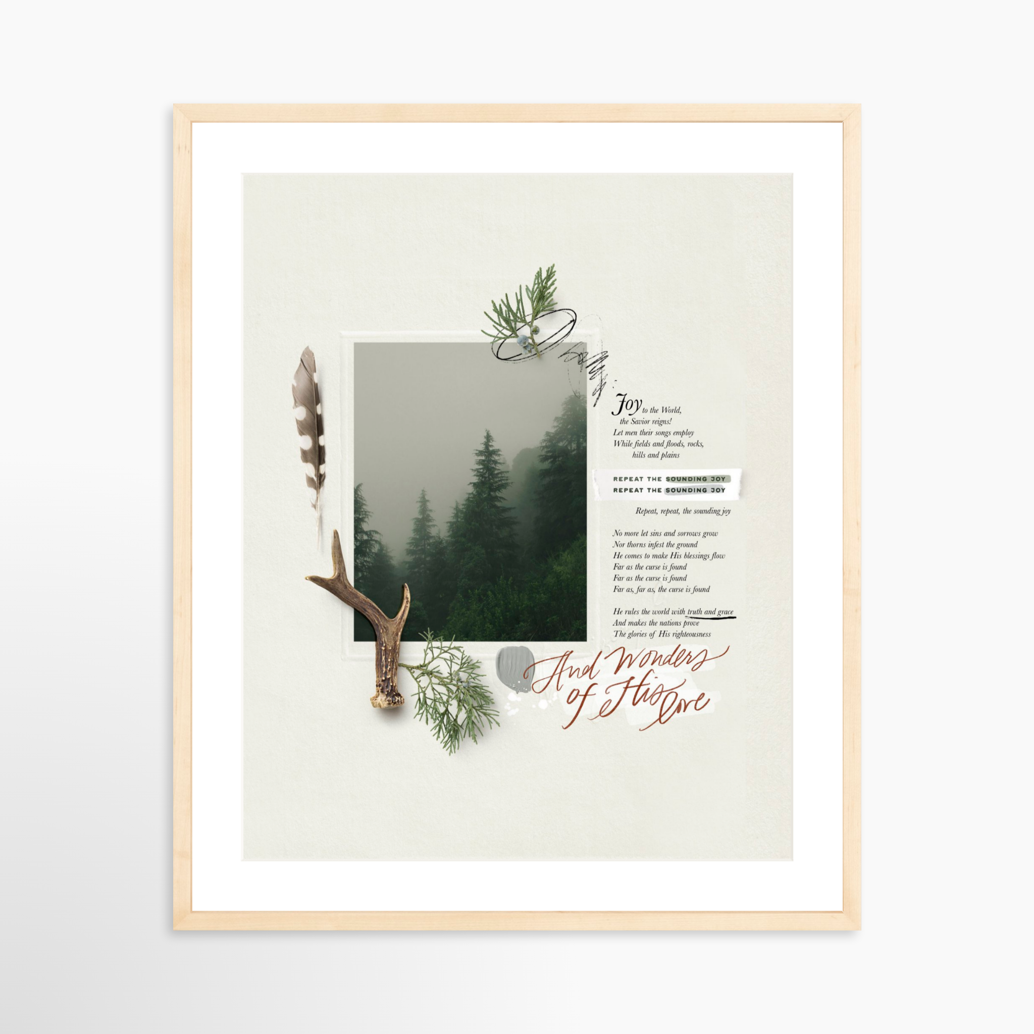 20x25 / Natural Frame + White Mat
