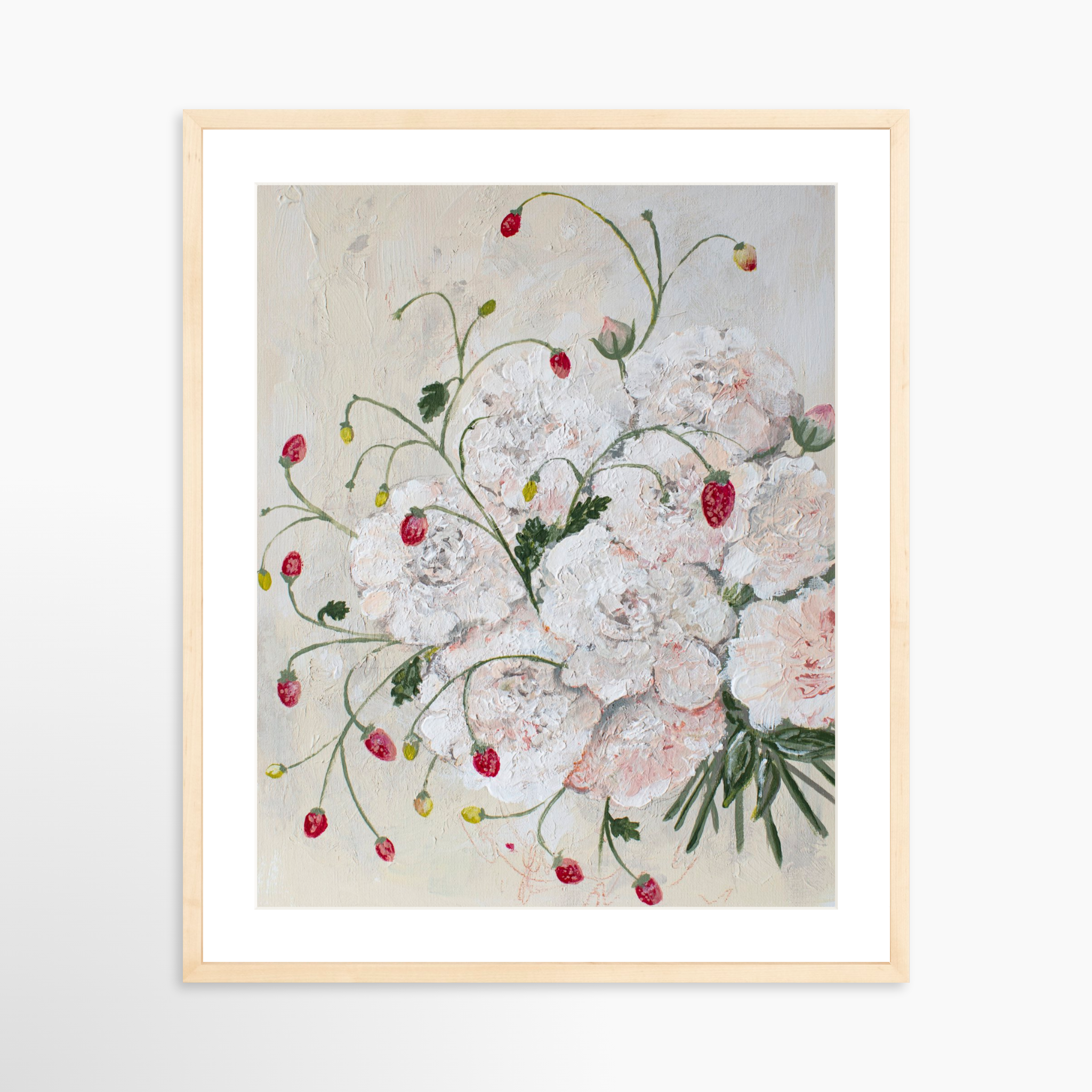 20x25 / Natural Frame + White Mat