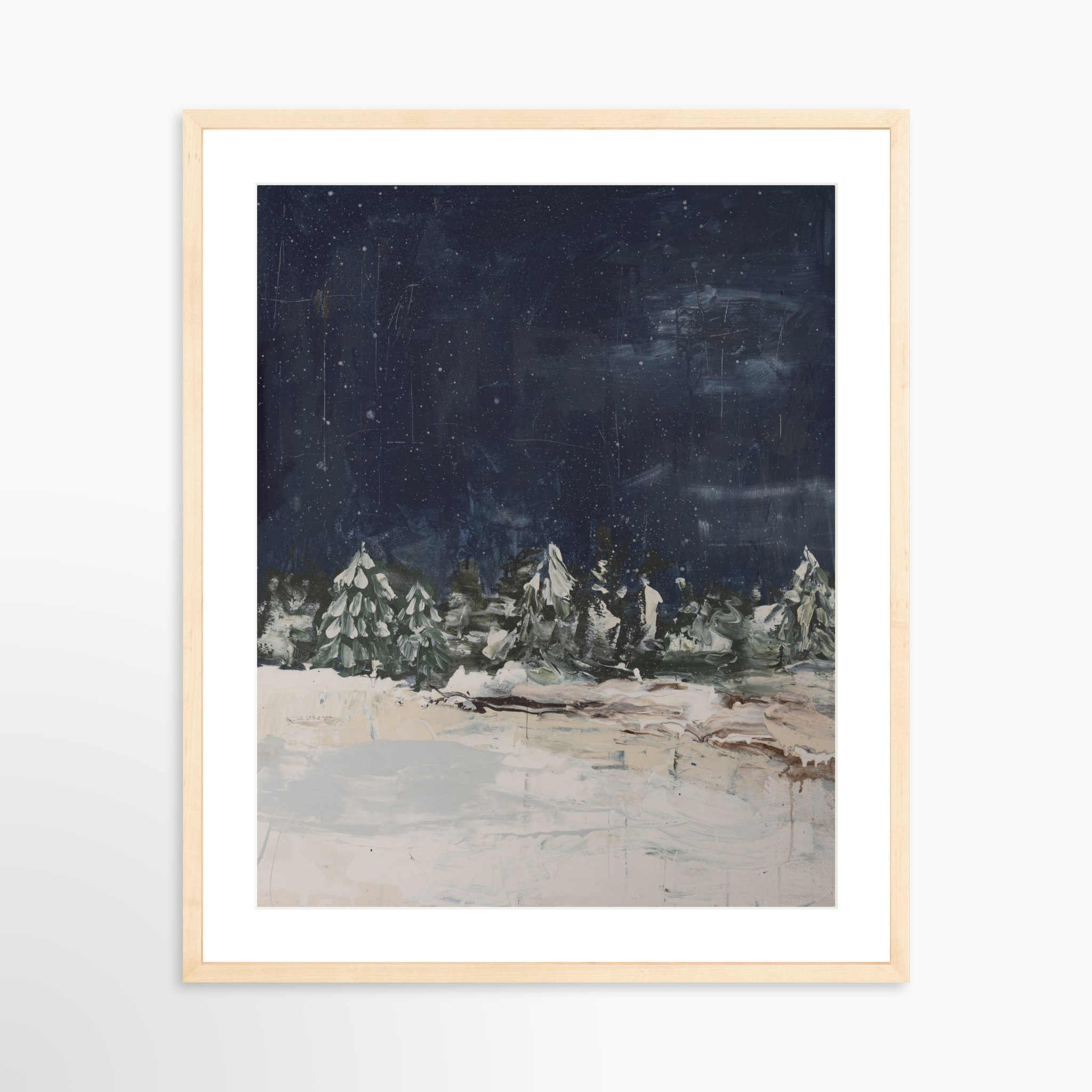 20x25 / Natural Frame + White Mat