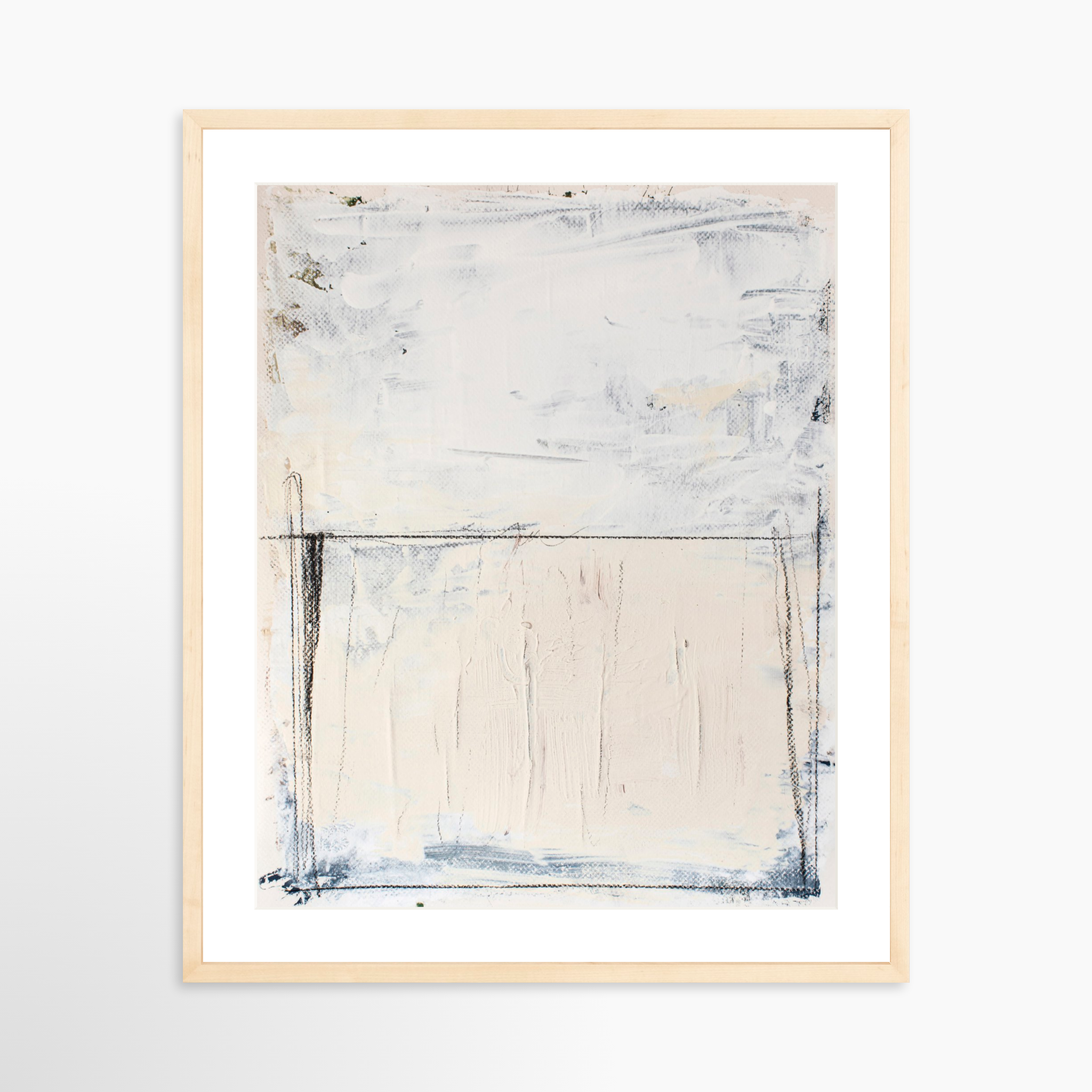 20x25 / Natural Frame + White Mat