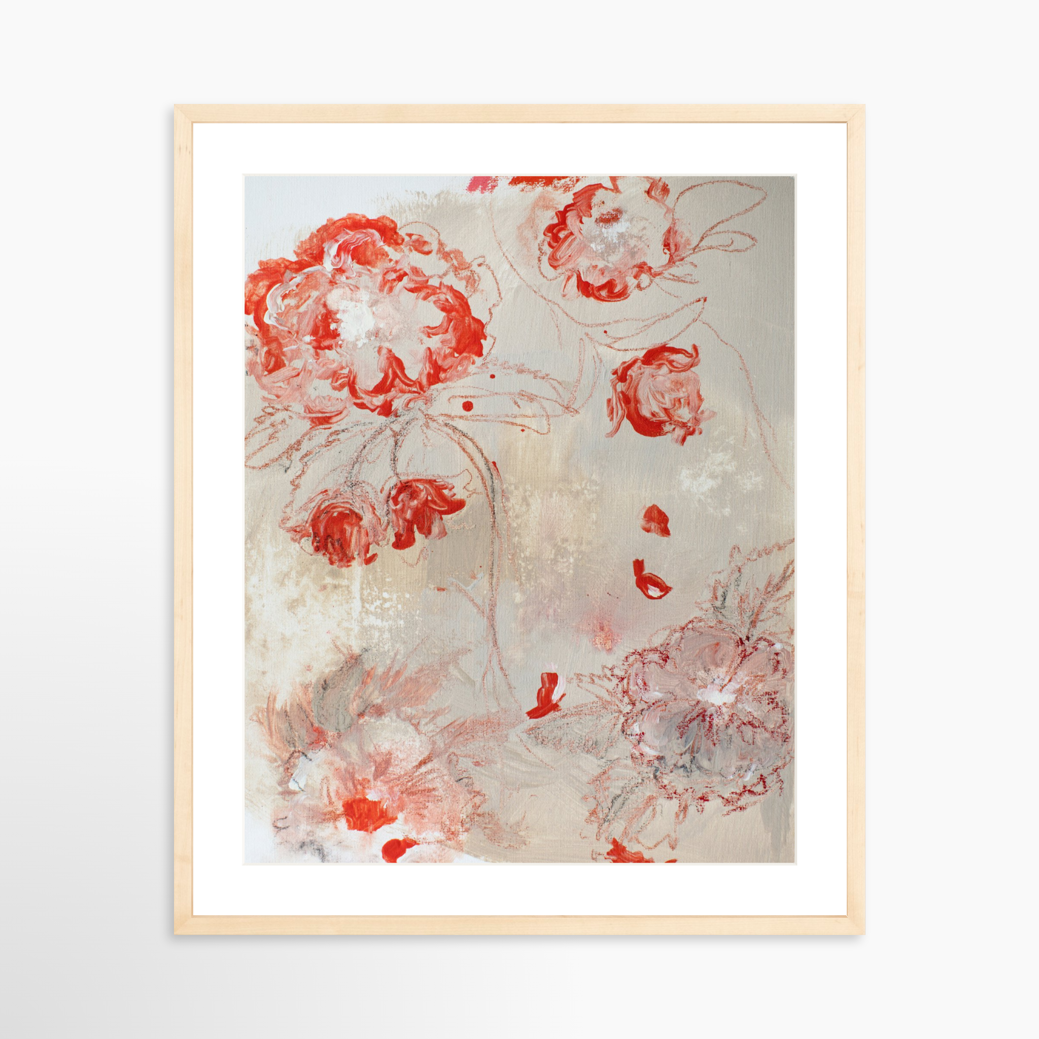 20x25 / Natural Frame + White Mat