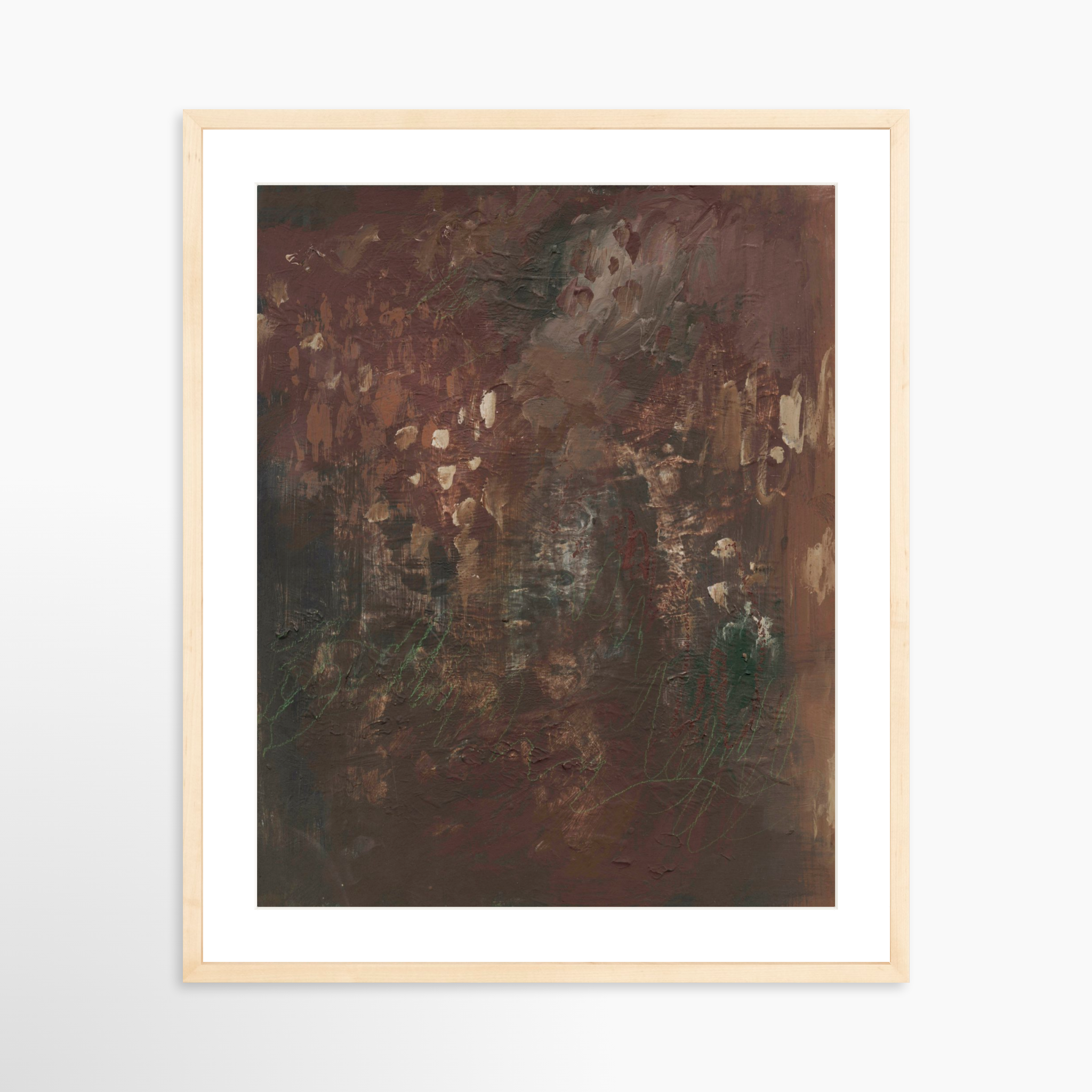 20x25 / Natural Frame + White Mat