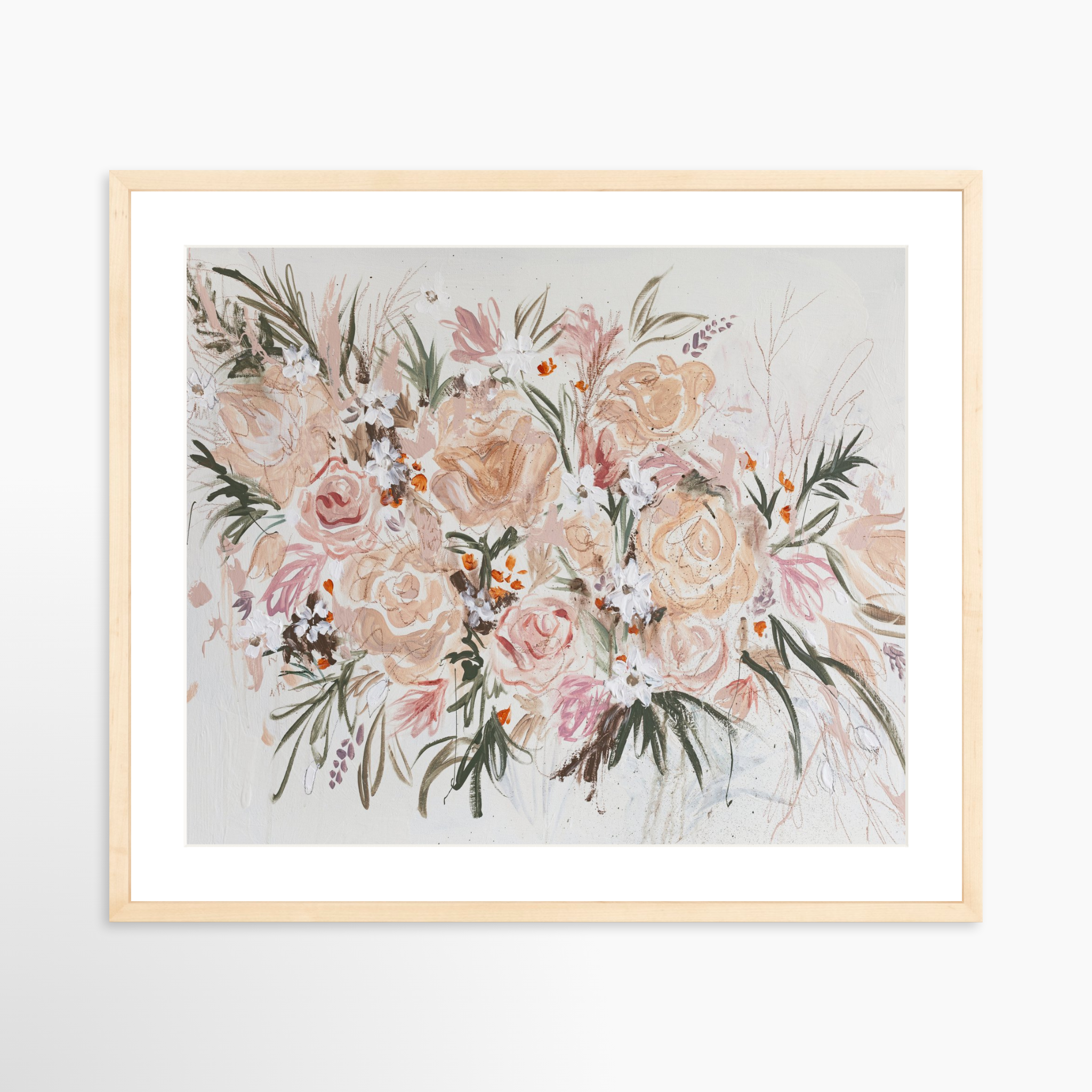 25x20 / Natural Frame + White Mat