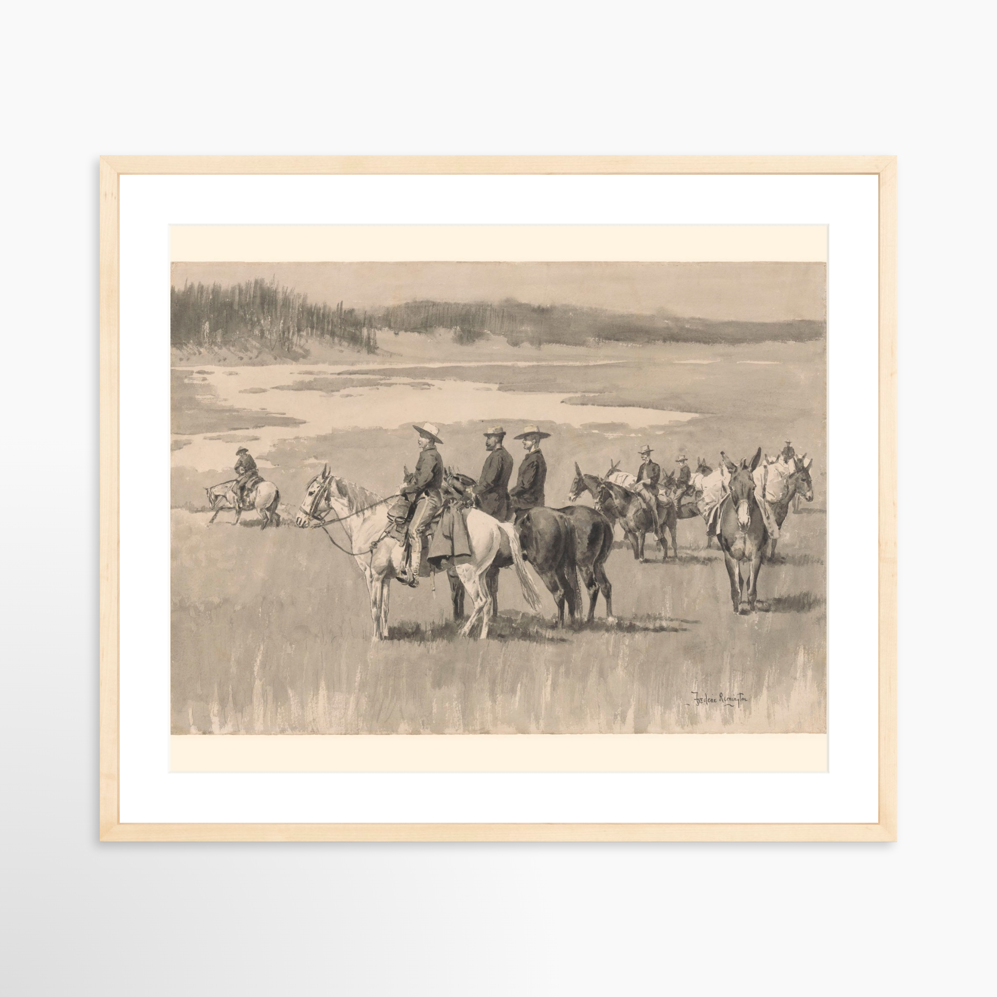 25x20 / Natural Frame + White Mat