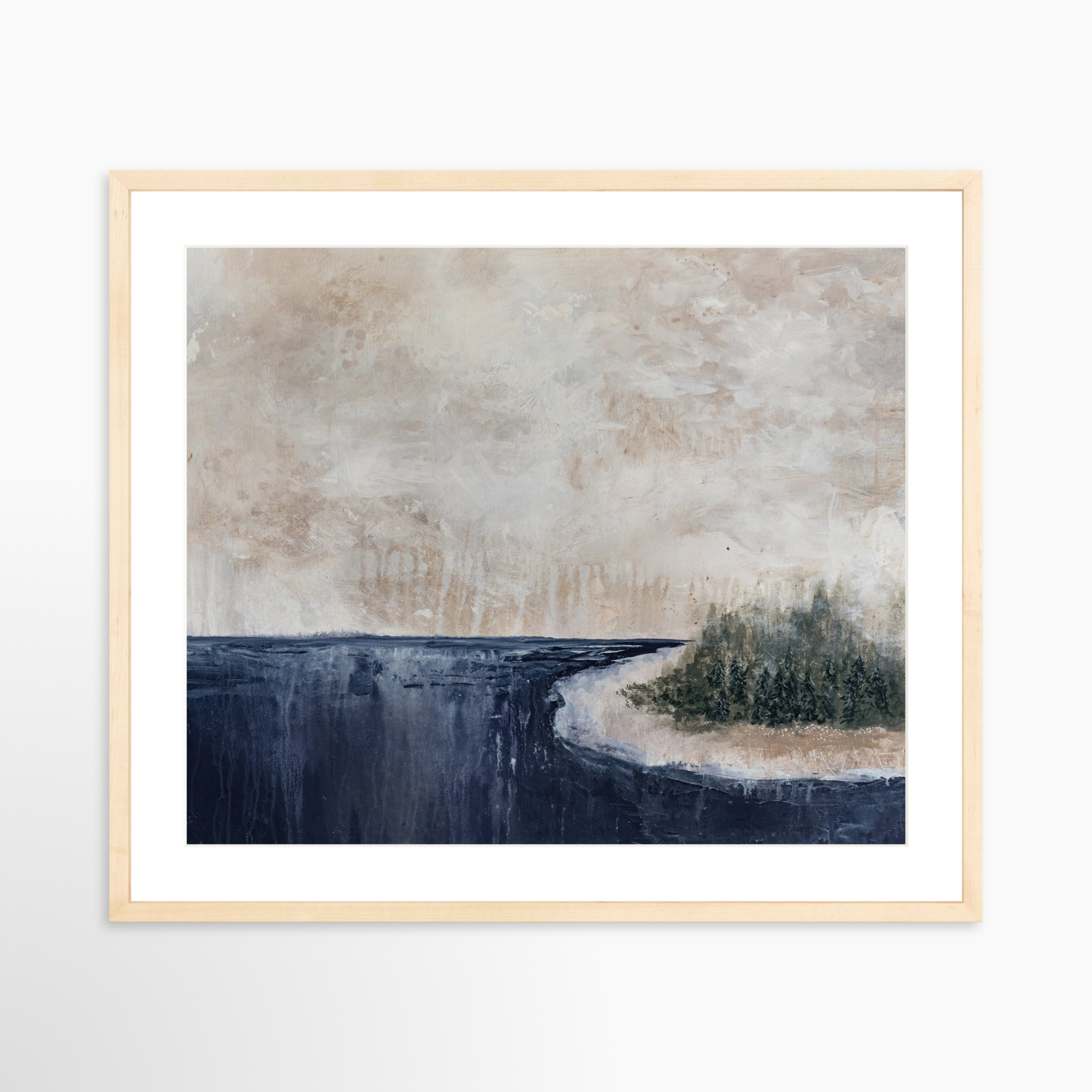 25x20 / Natural Frame + White Mat