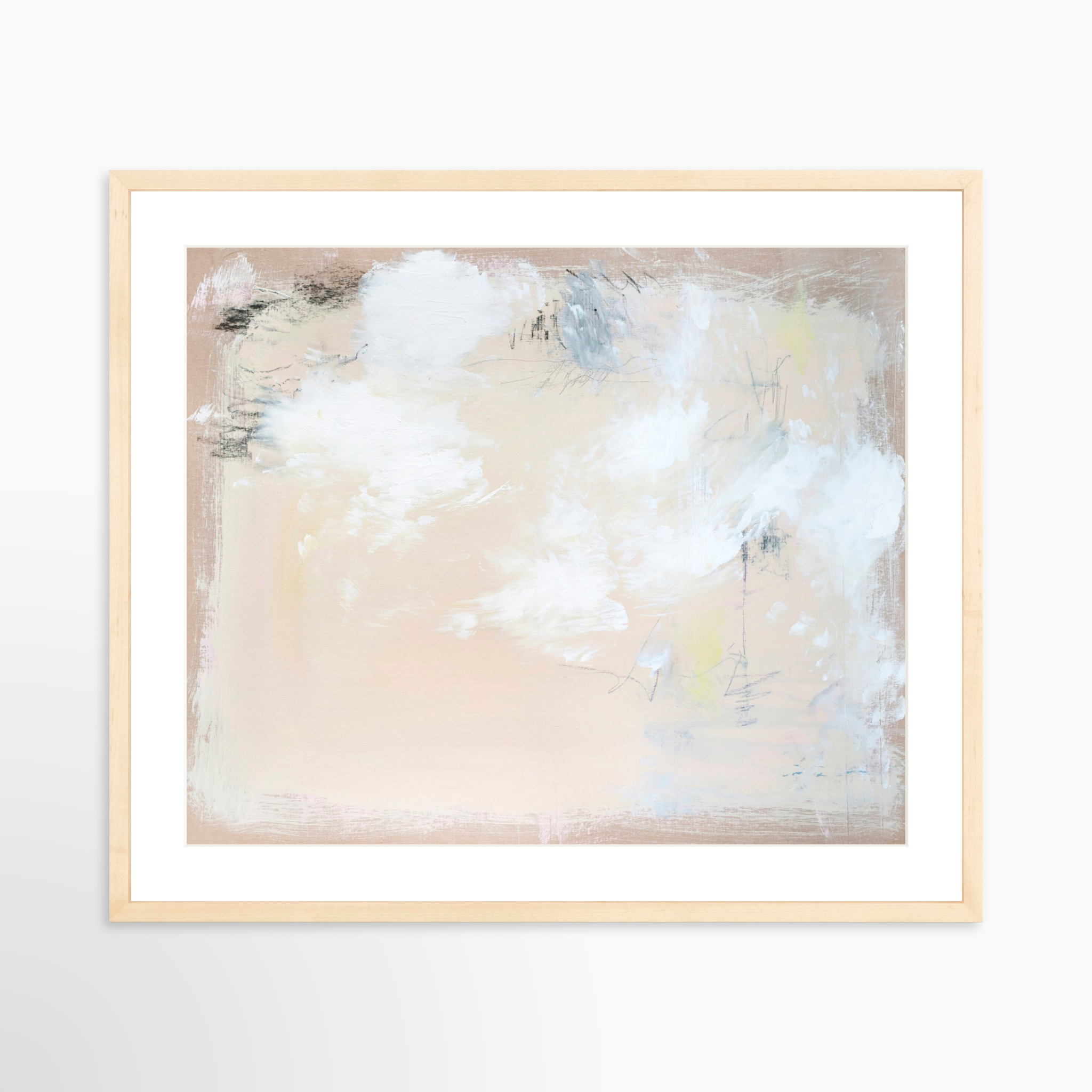 25x20 / Natural Frame + White Mat