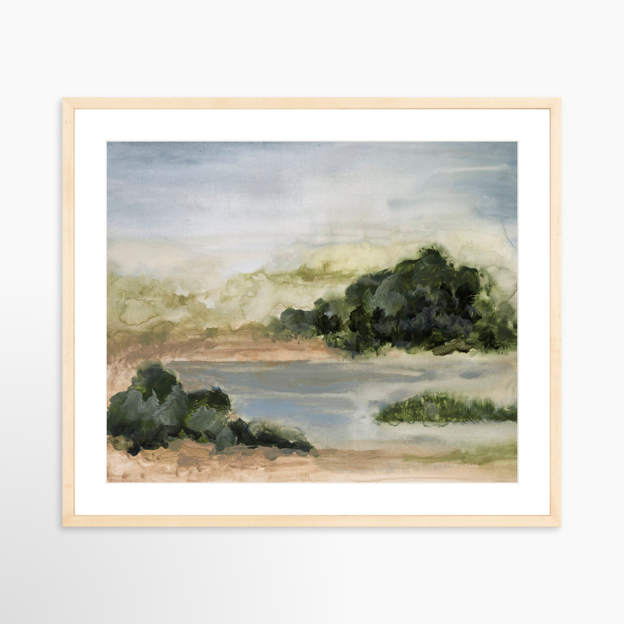 25x20 / Natural Frame + White Mat