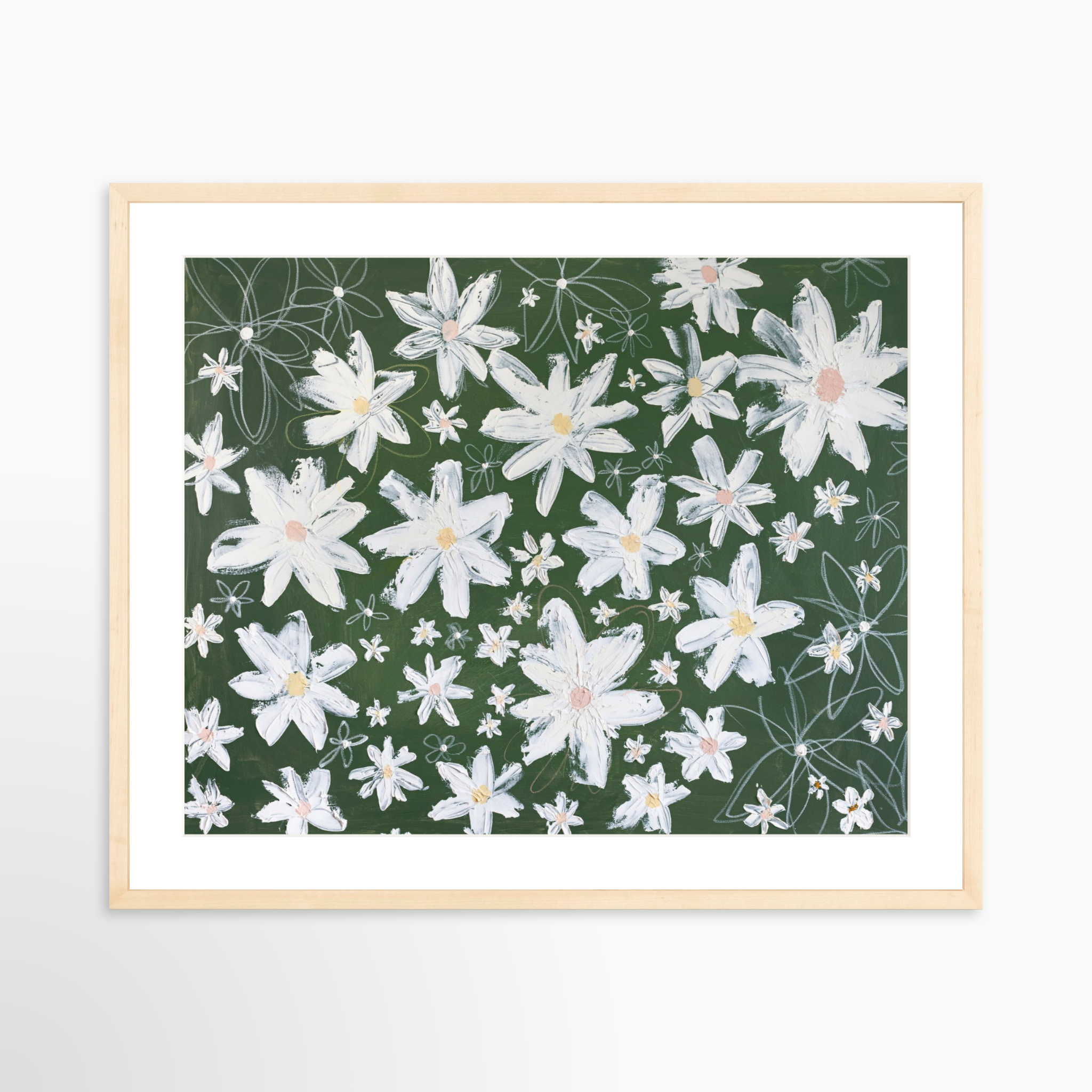 25x20 / Natural Frame + White Mat