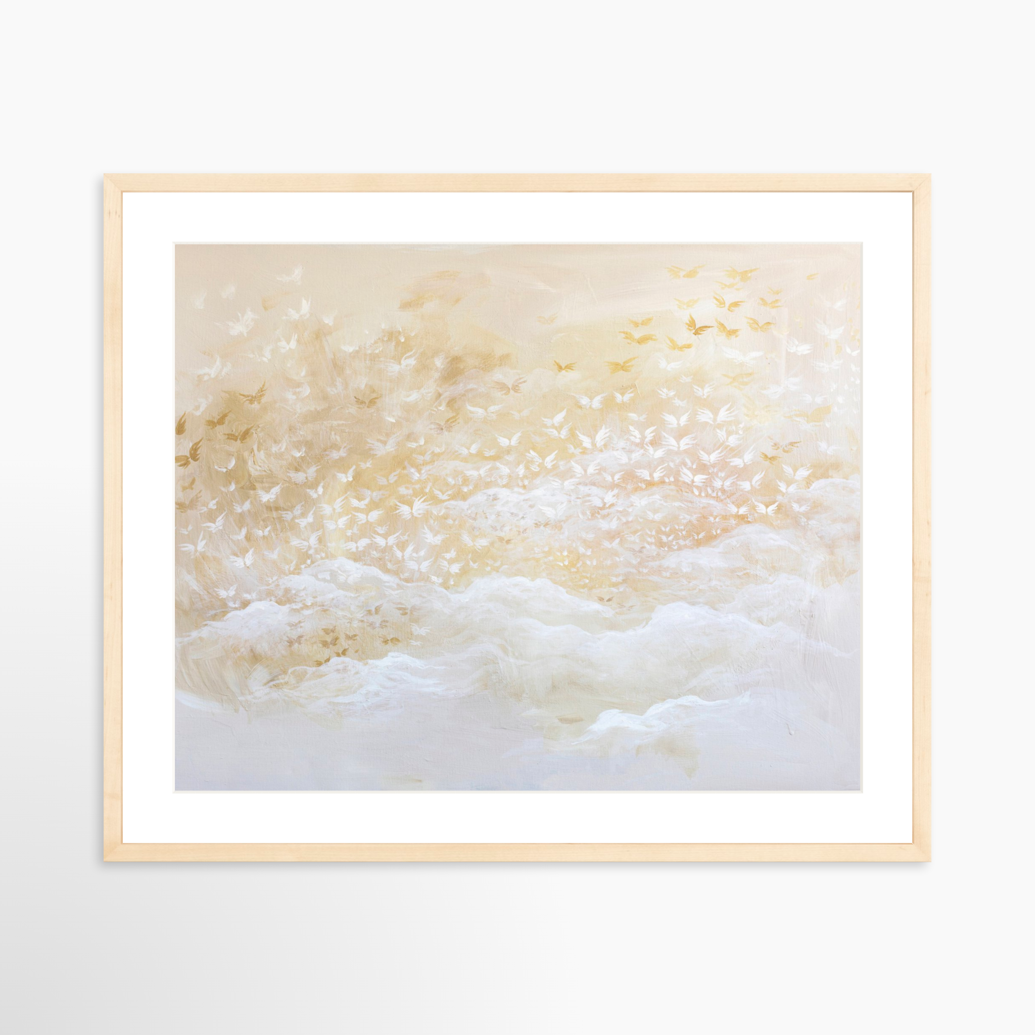 25x20 / Natural Frame + White Mat