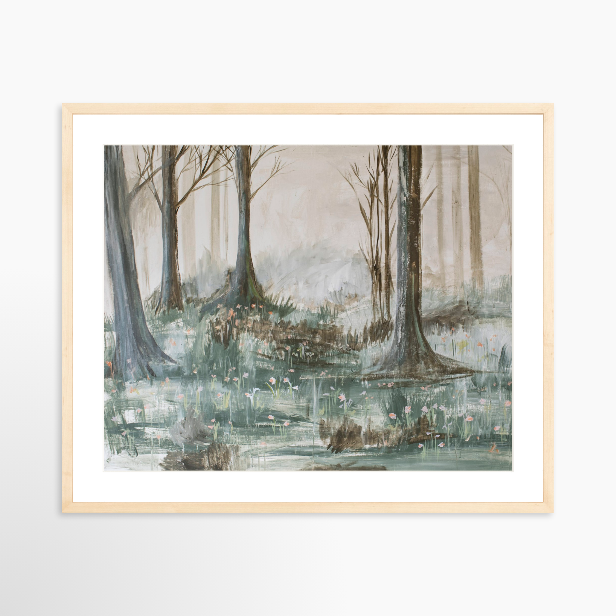 25x20 / Natural Frame + White Mat