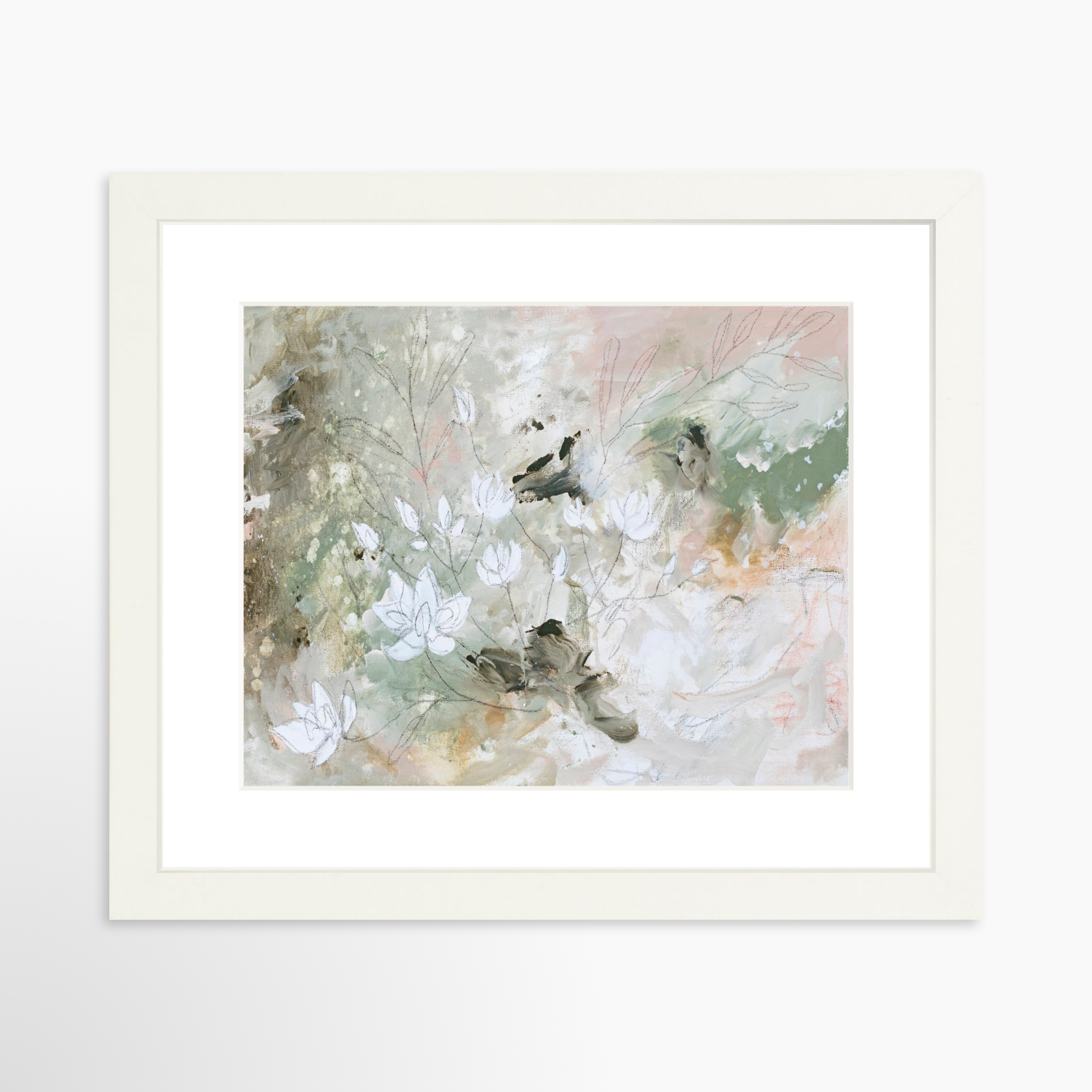 10x8 / White Frame + White Mat