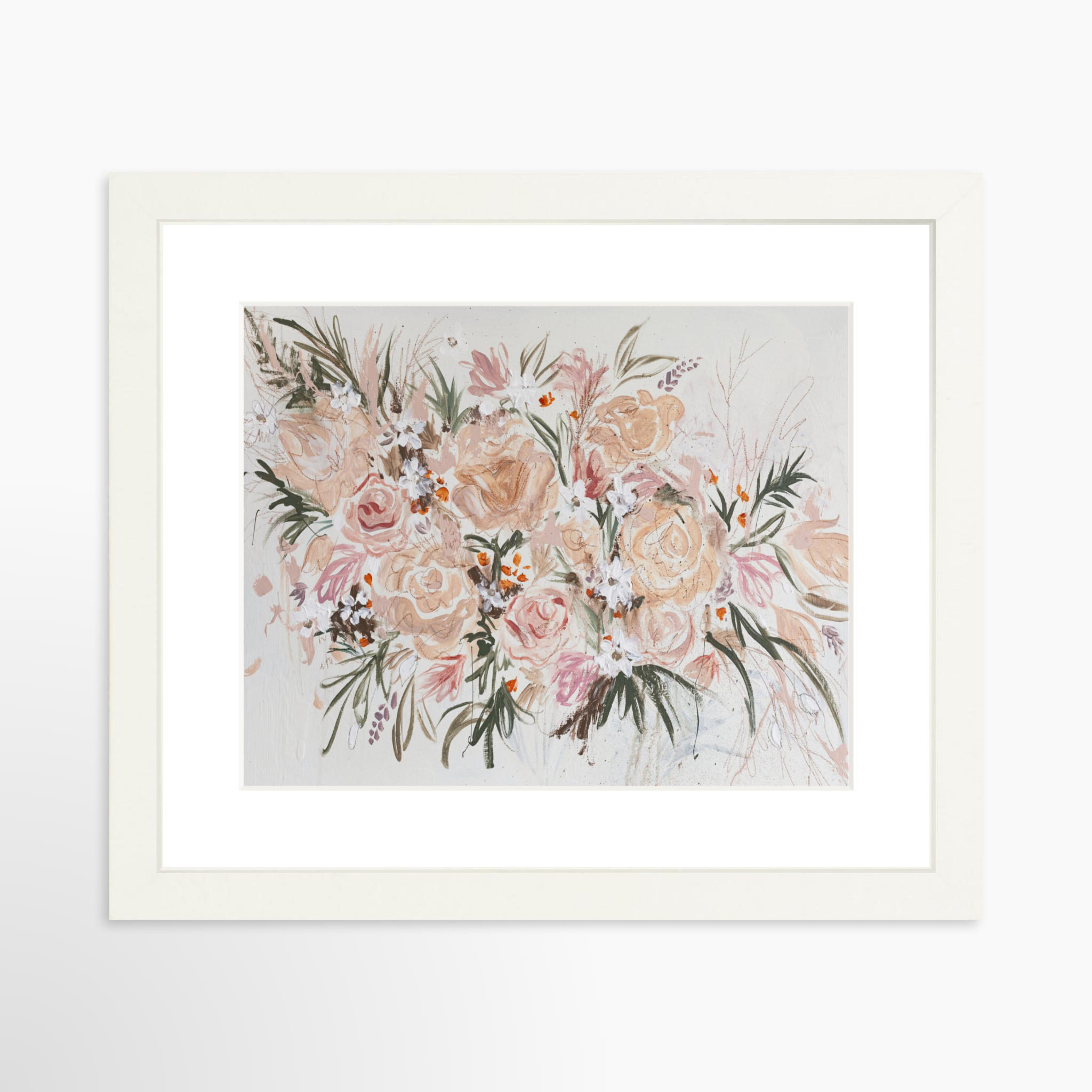 10x8 / White Frame + White Mat