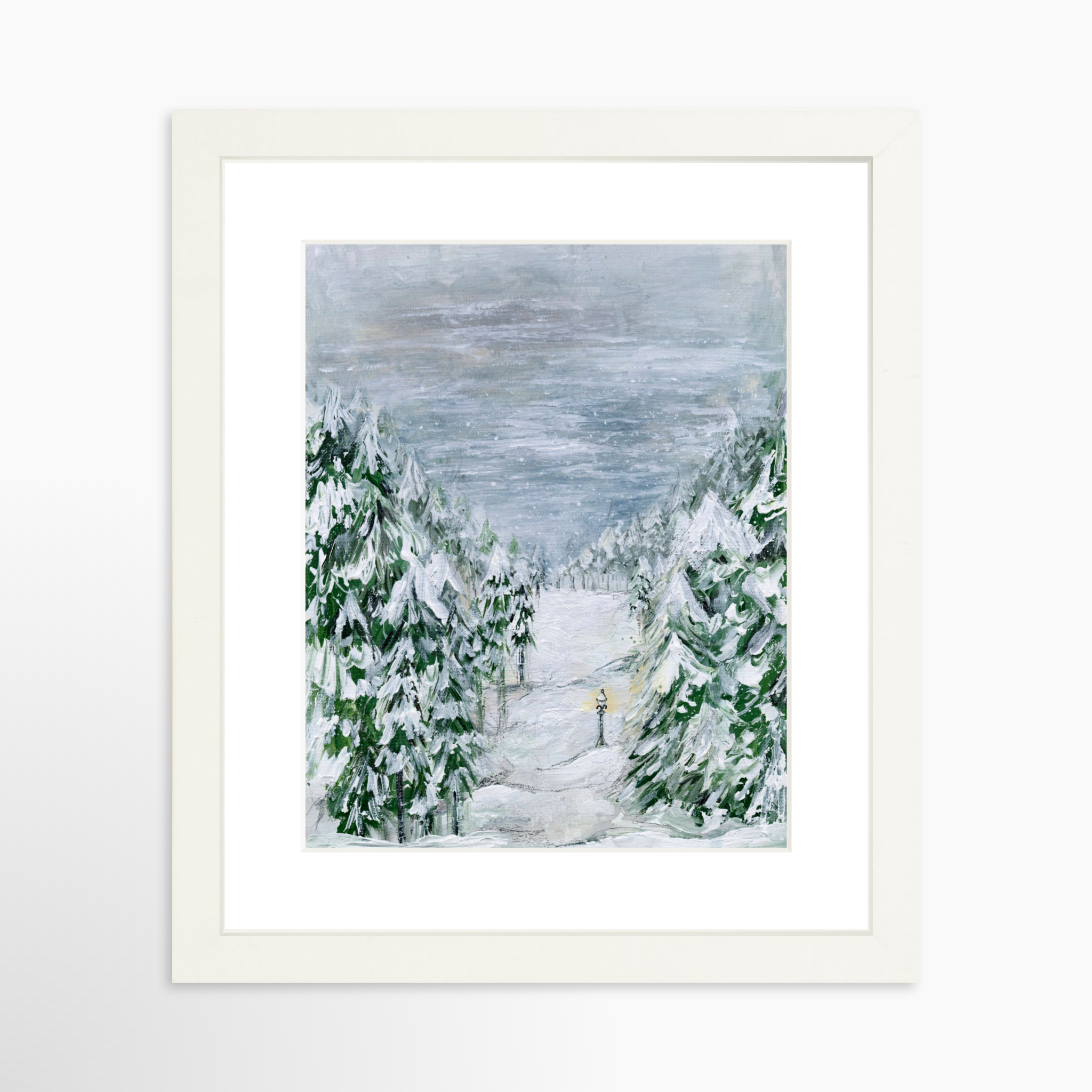 8x10 / White Frame + White Mat
