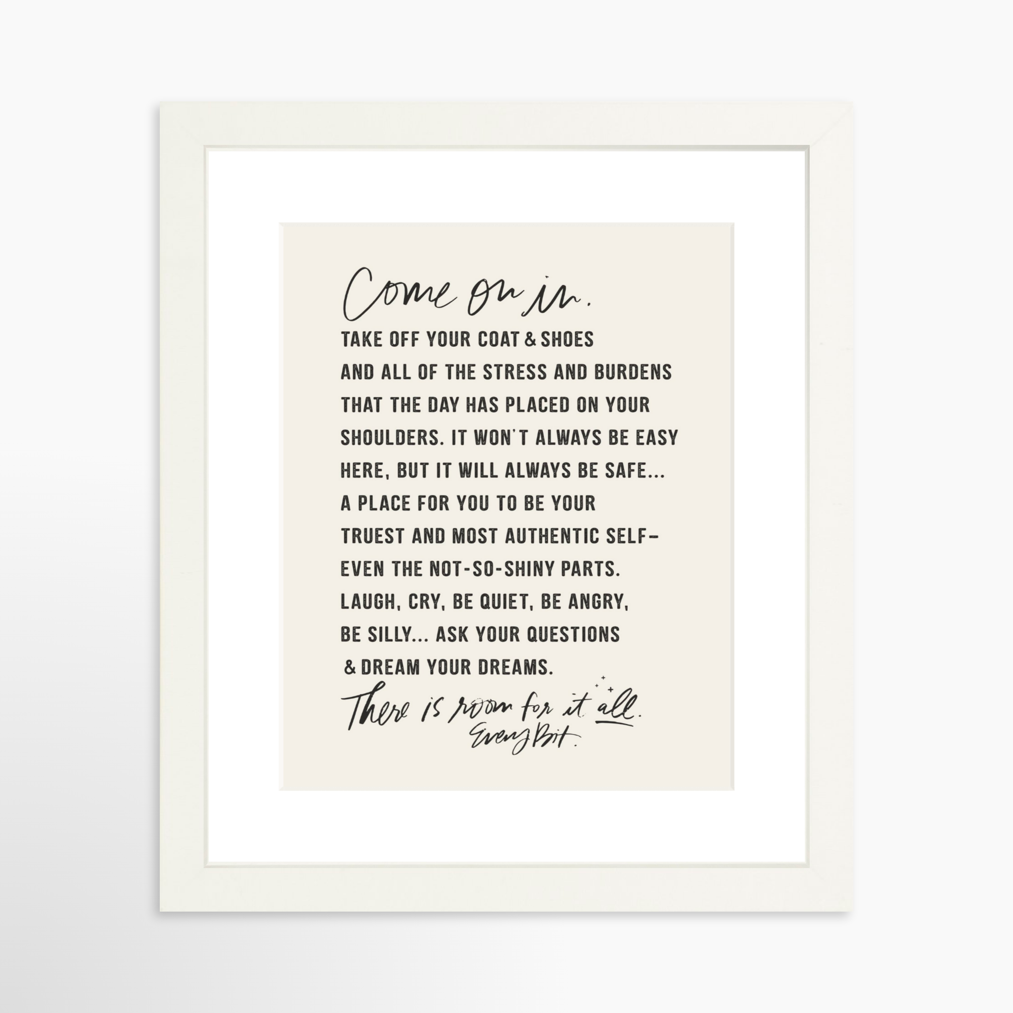 8x10 / White Frame + White Mat