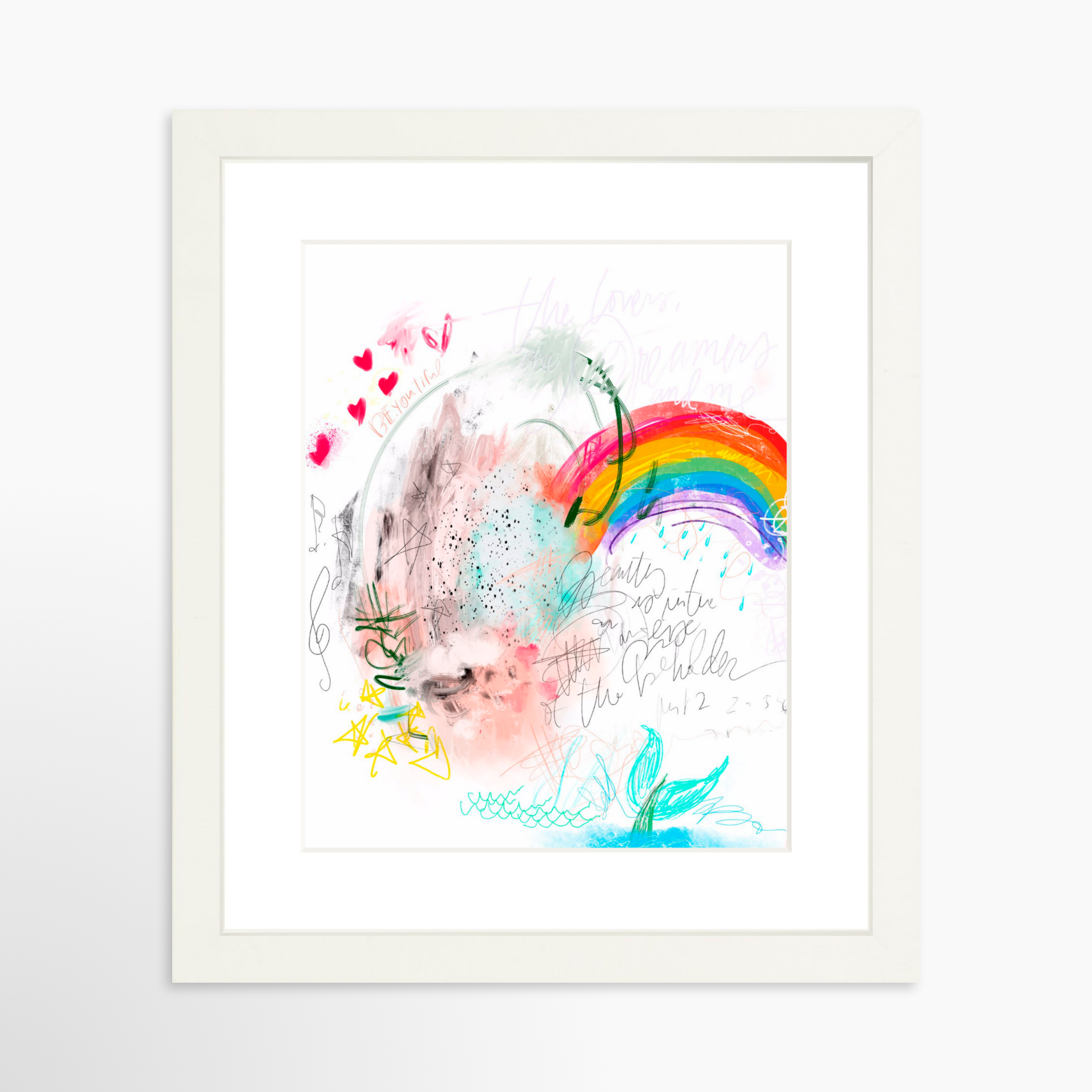 8x10 / White Frame + White Mat