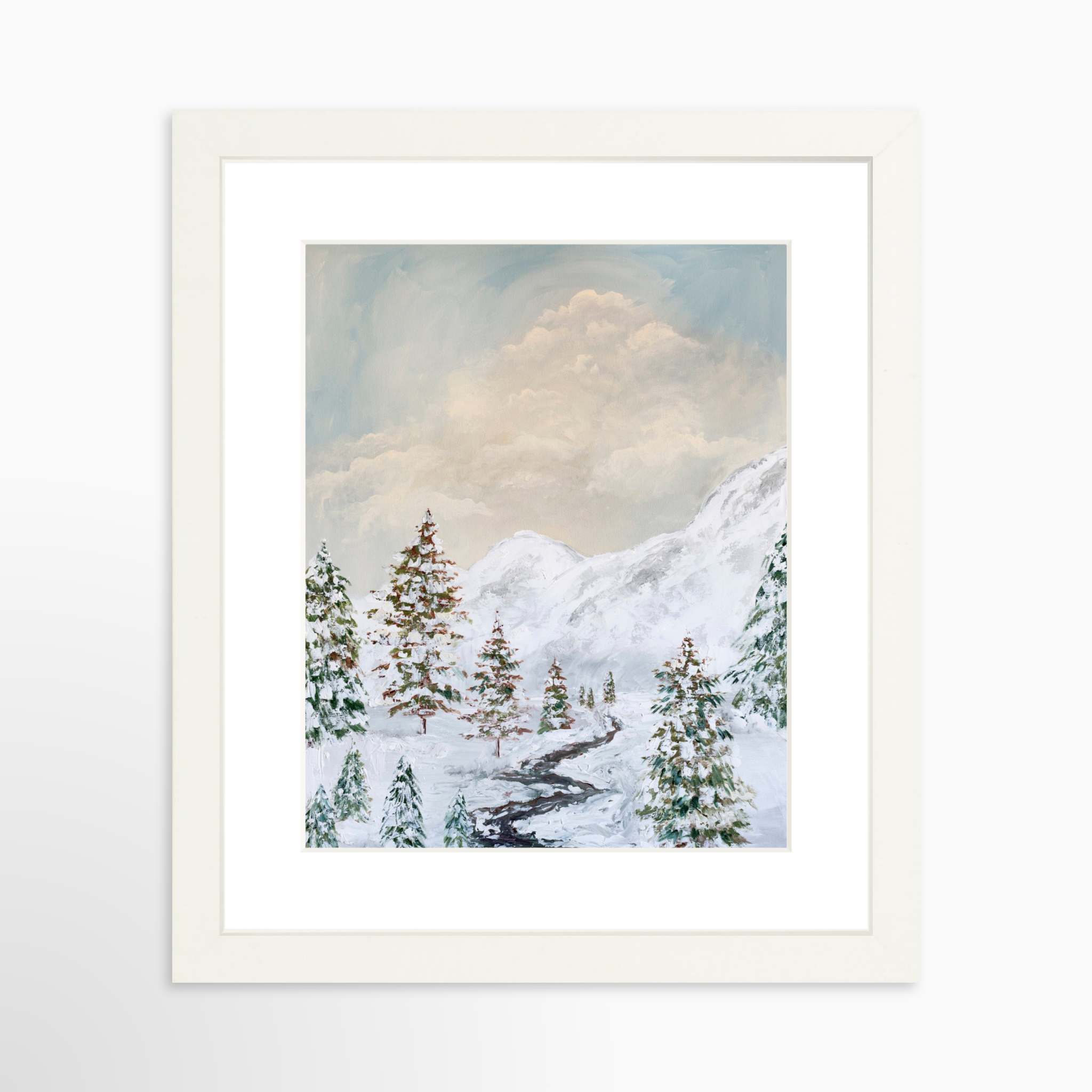 8x10 / White Frame + White Mat
