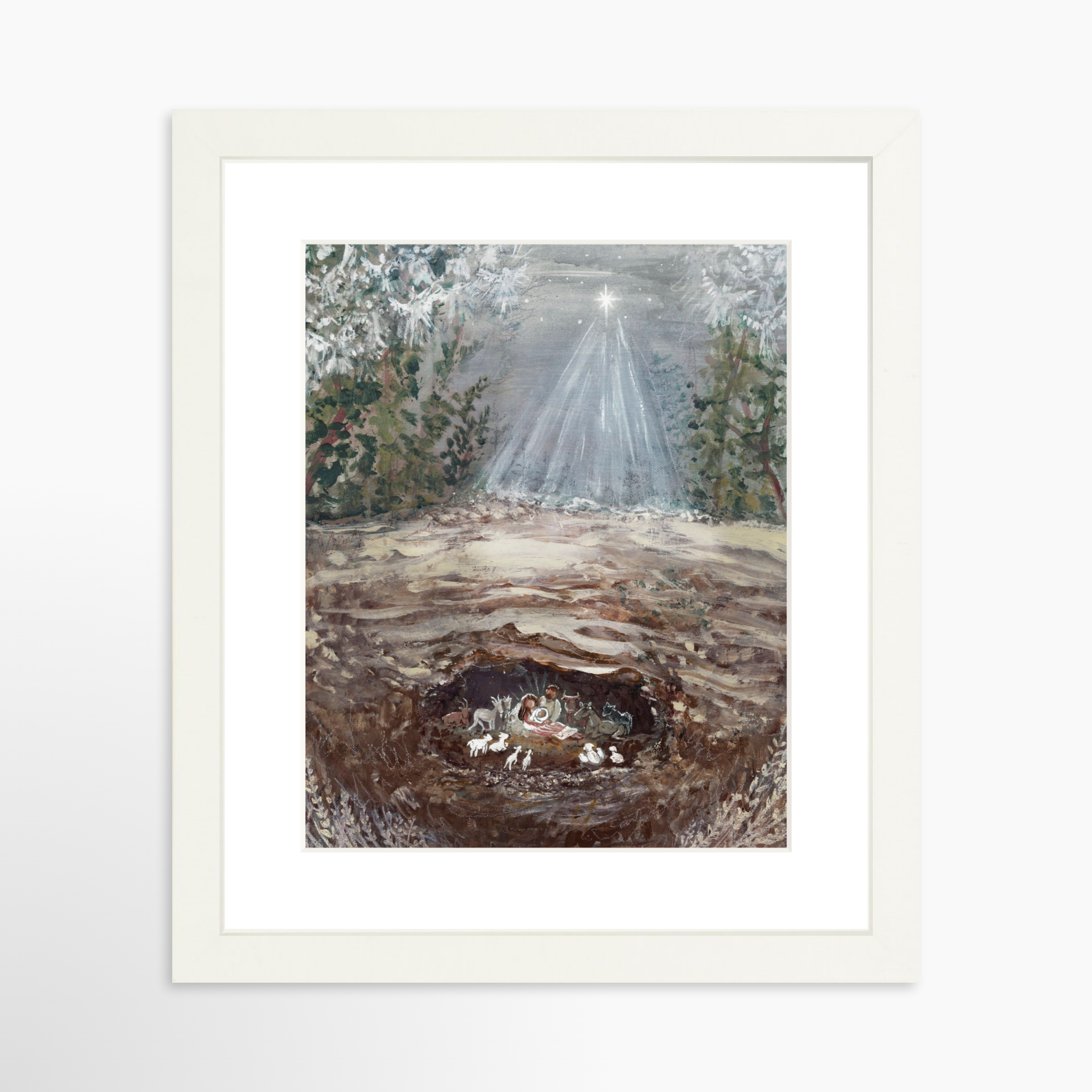 8x10 / White Frame + White Mat