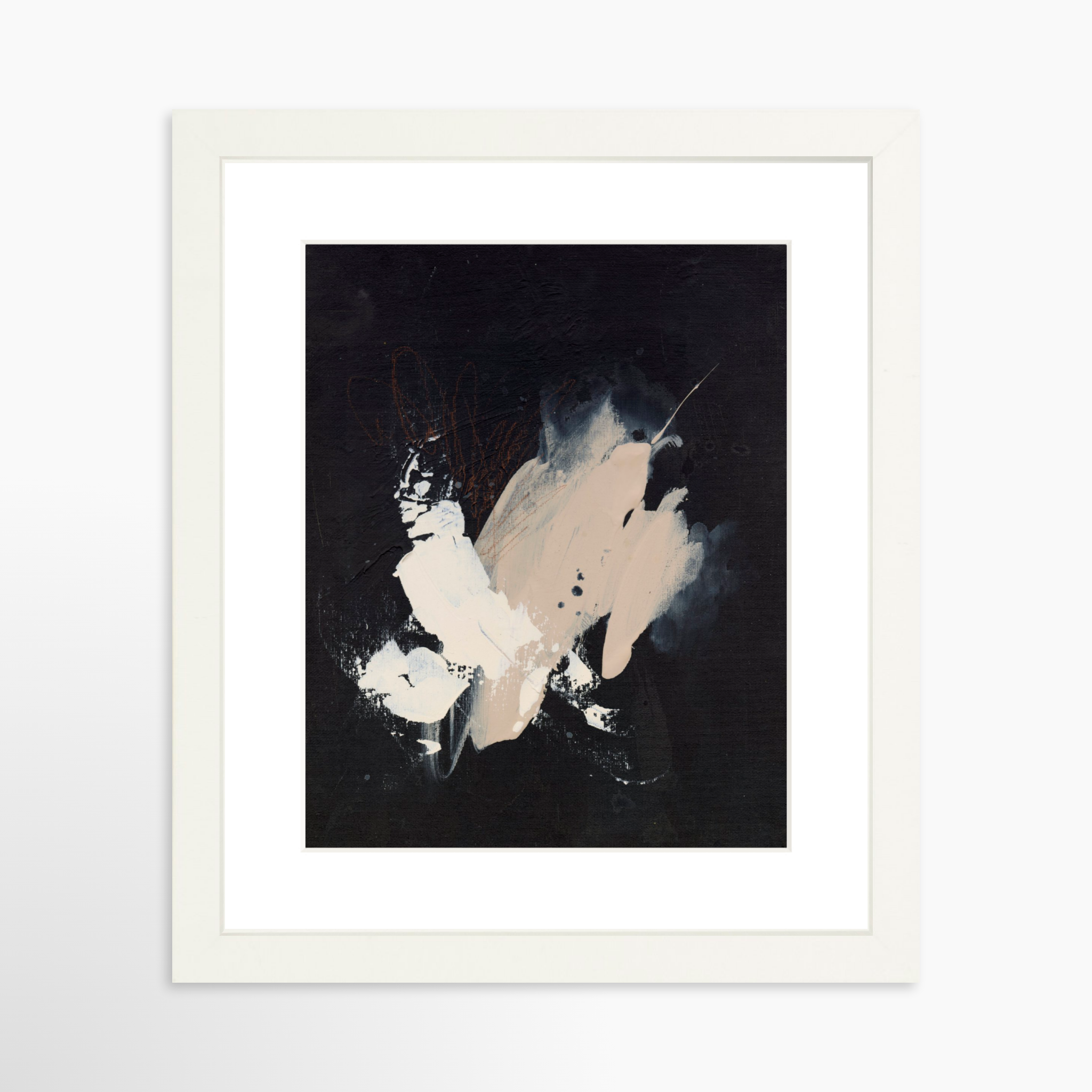 8x10 / White Frame + White Mat