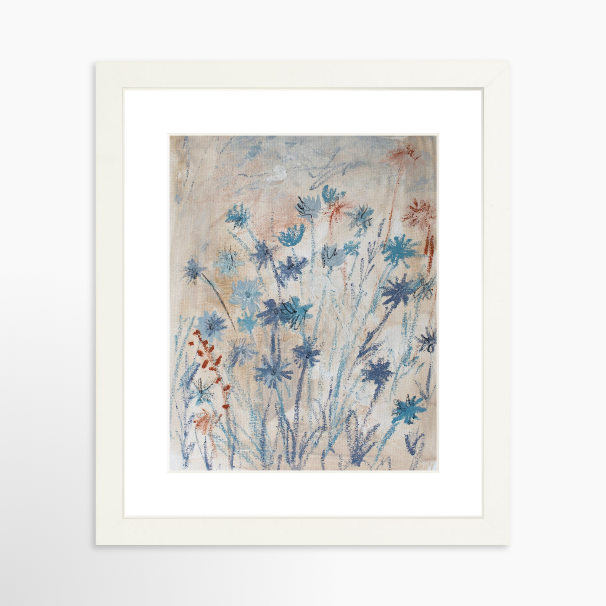 8x10 / White Frame + White Mat