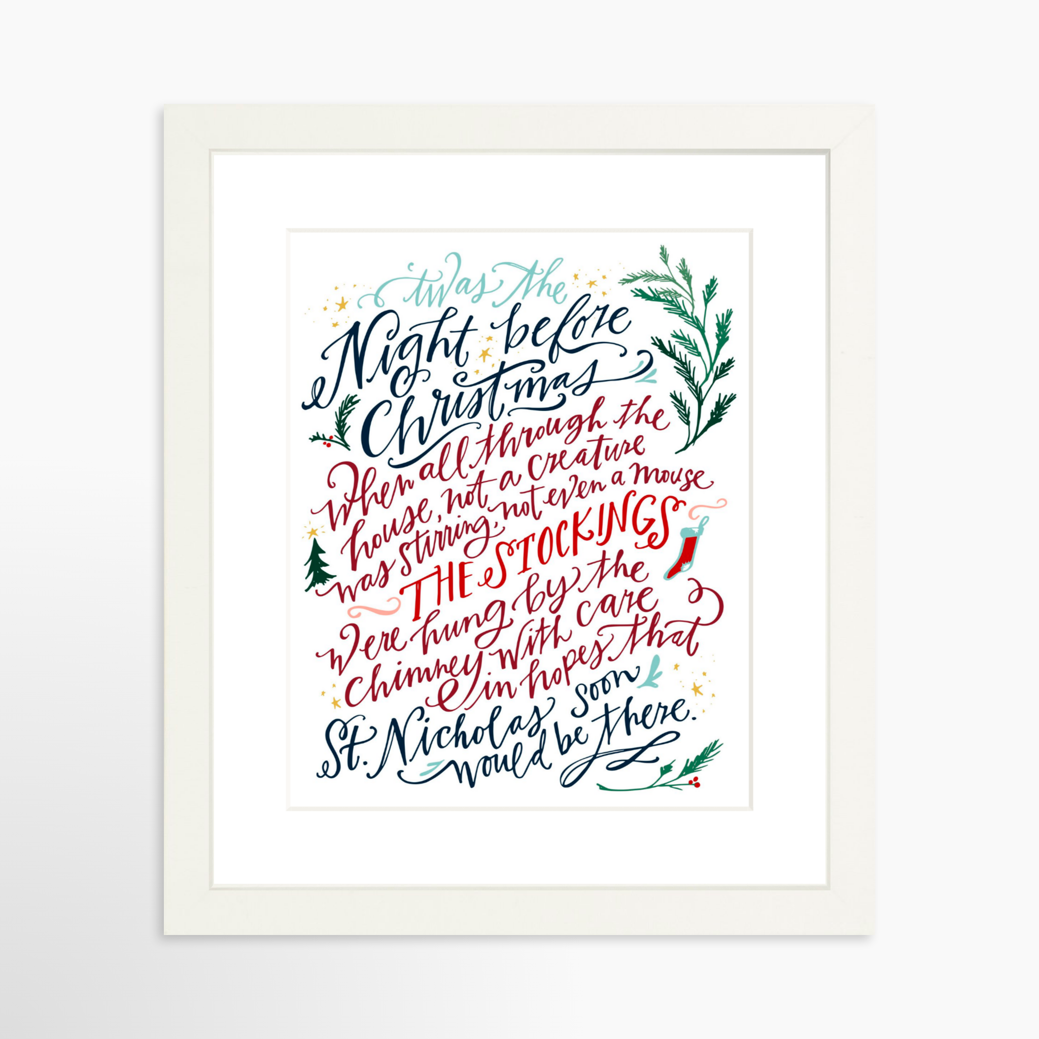 8x10 / White Frame + White Mat