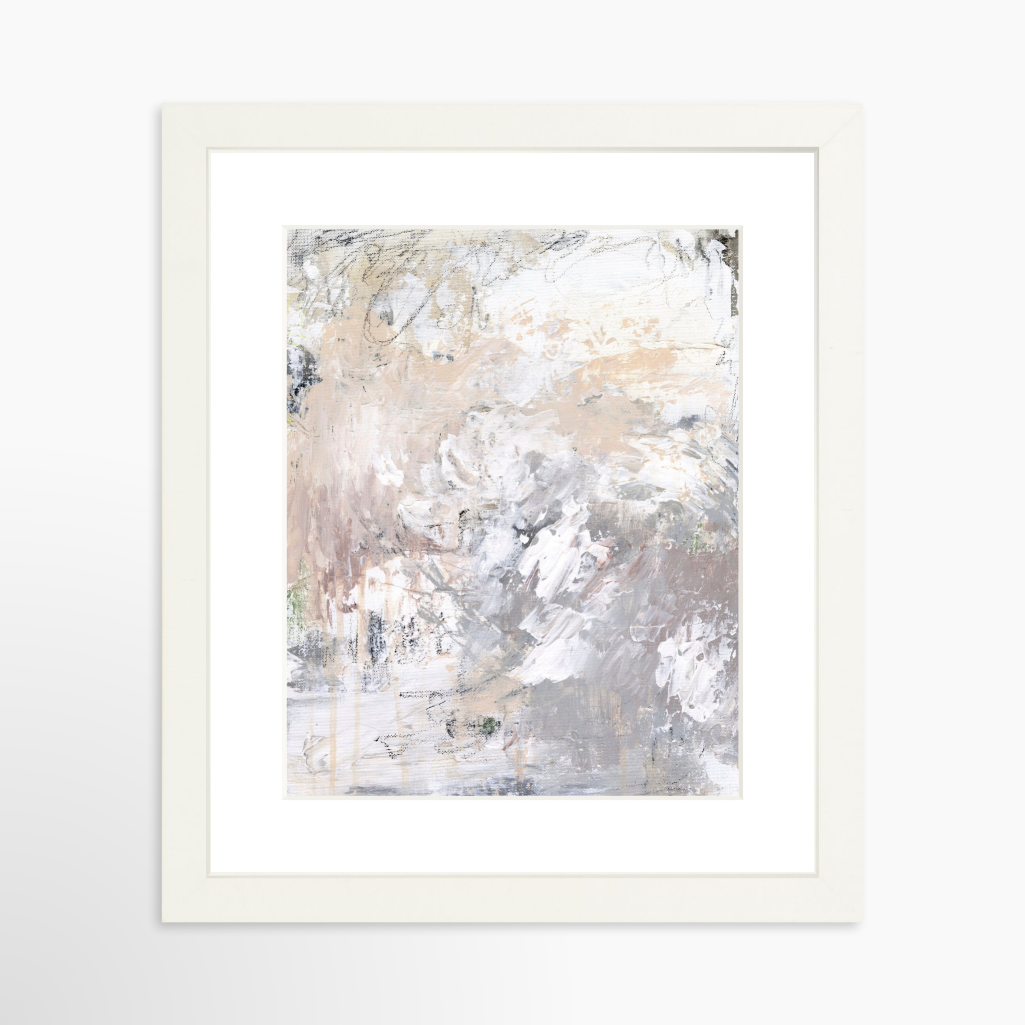 8x10 / White Frame + White Mat