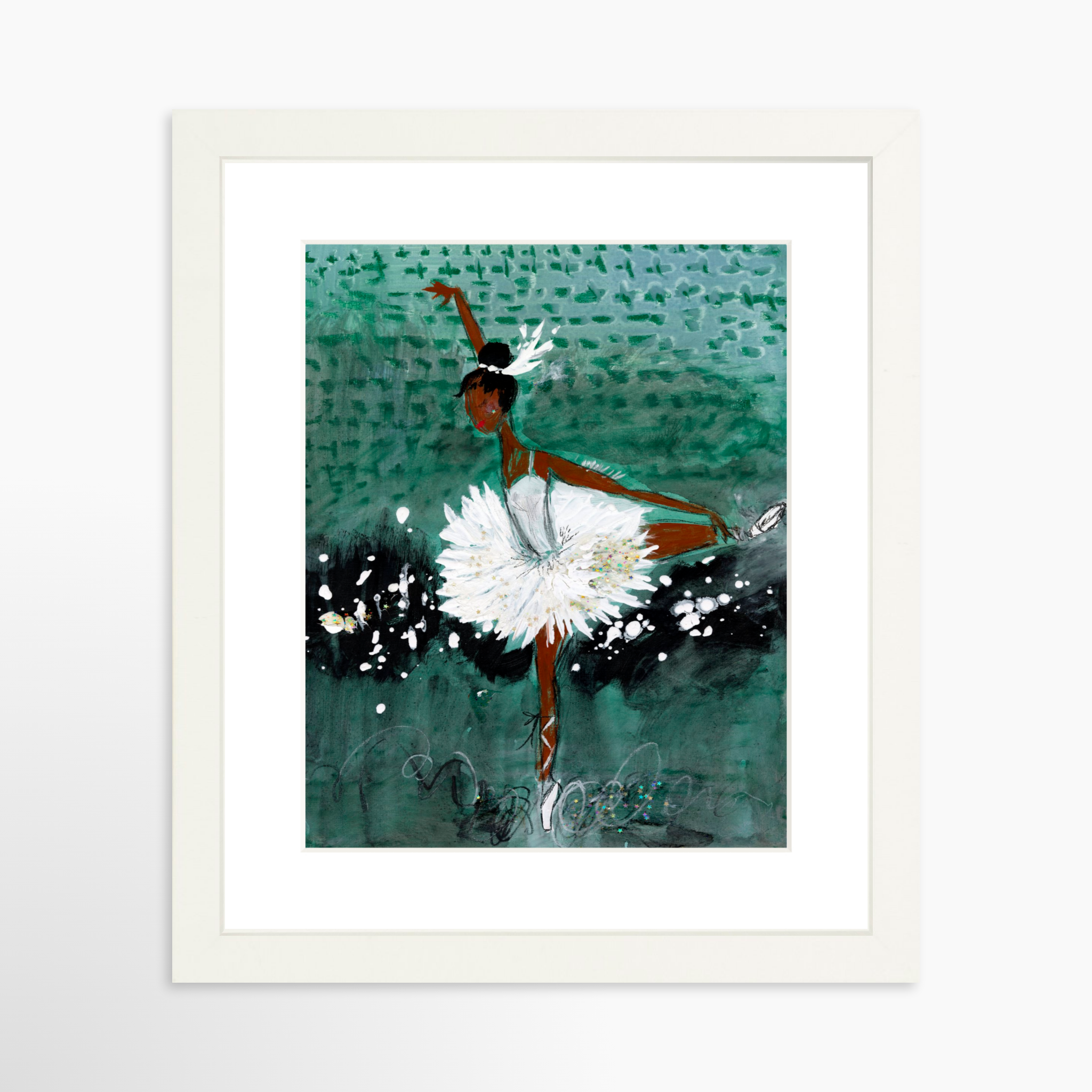8x10 / White Frame + White Mat