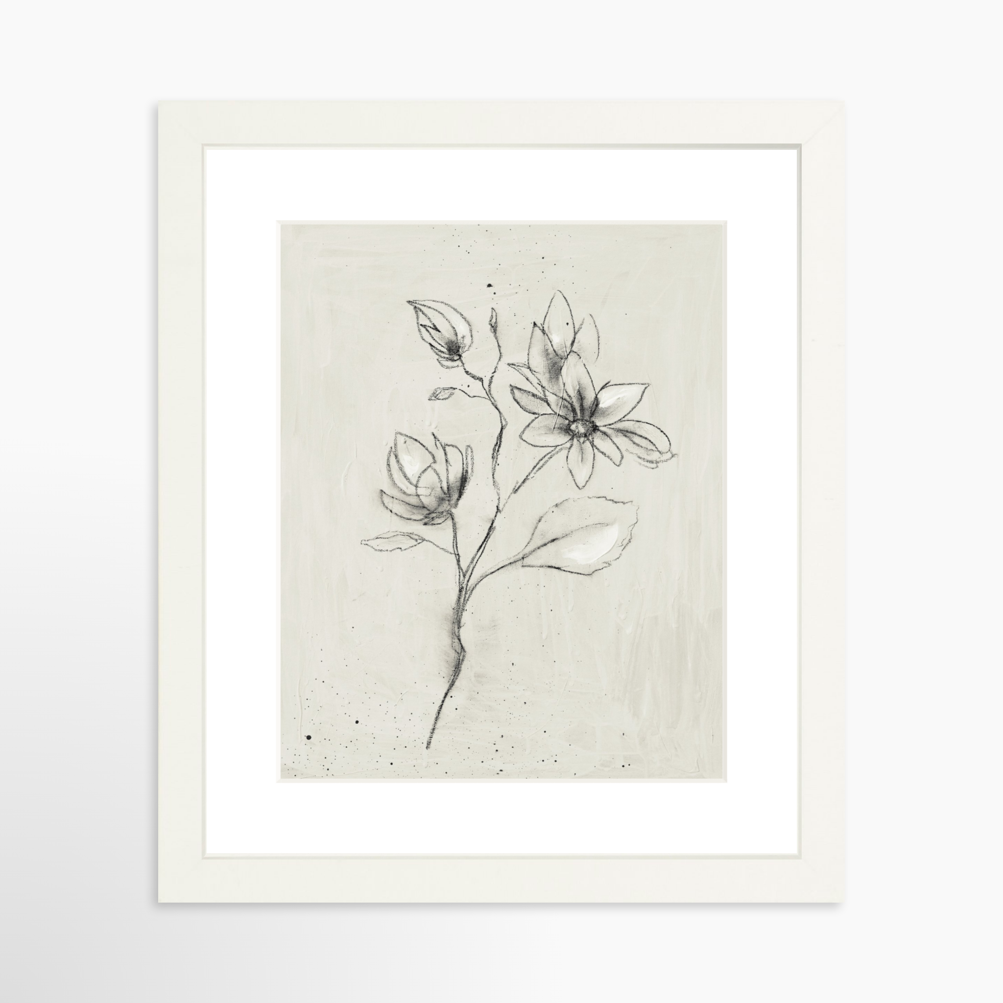 8x10 / White Frame + White Mat