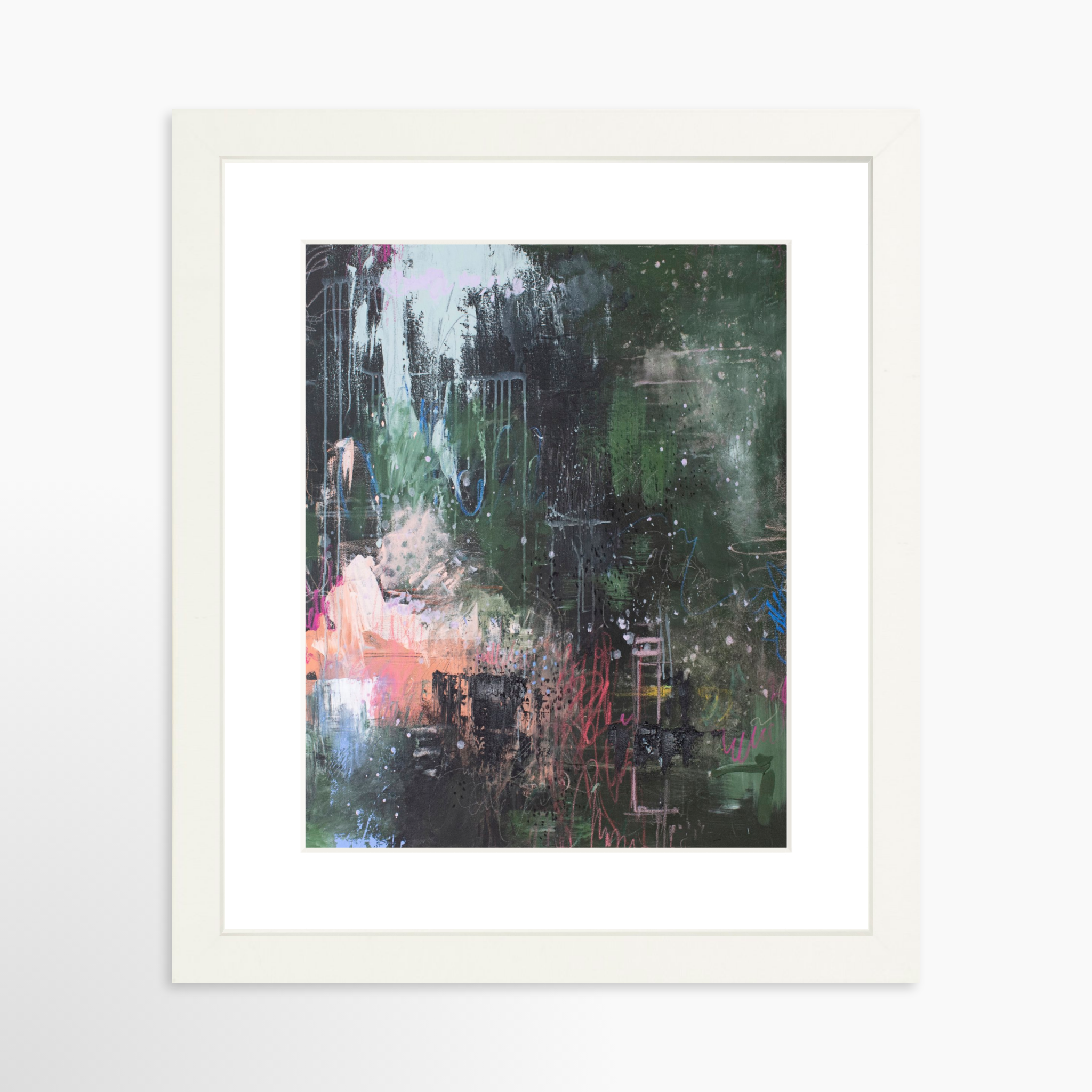 8x10 / White Frame + White Mat
