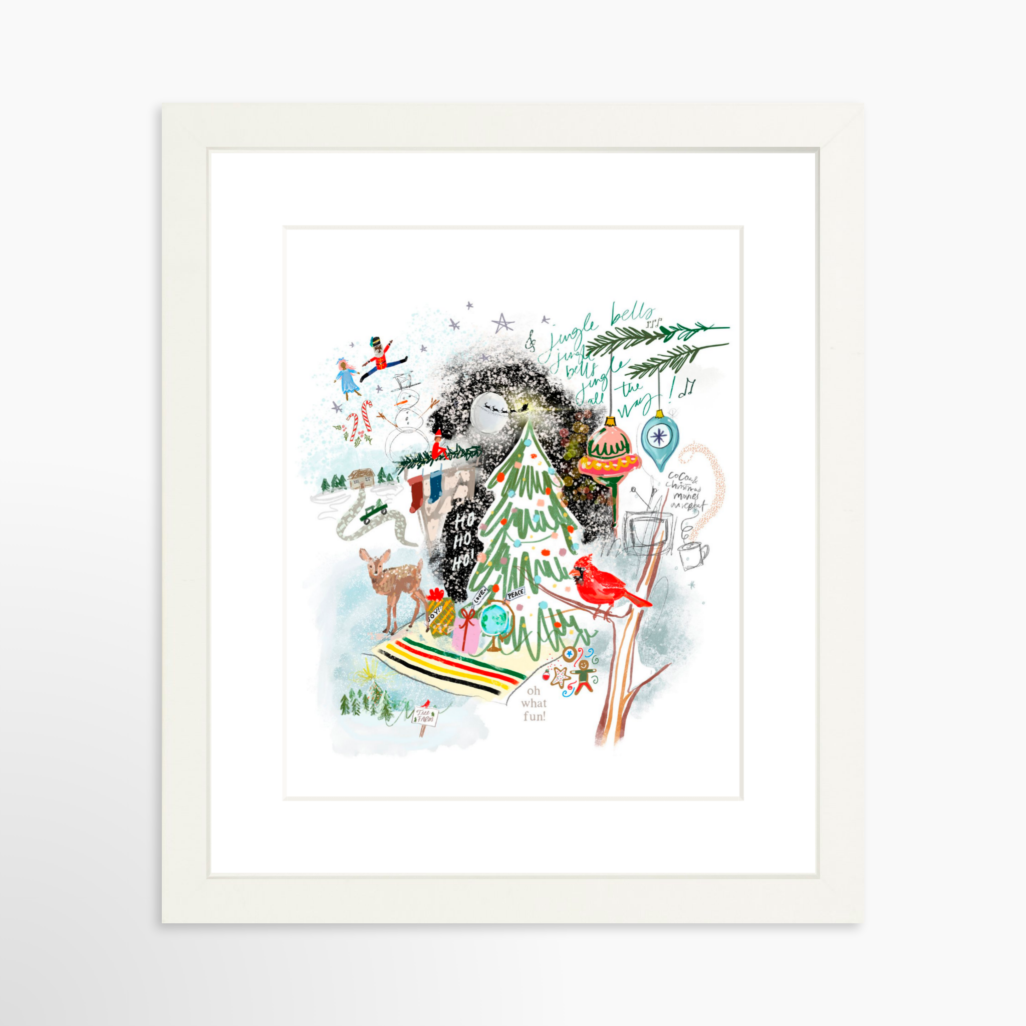 8x10 / White Frame + White Mat