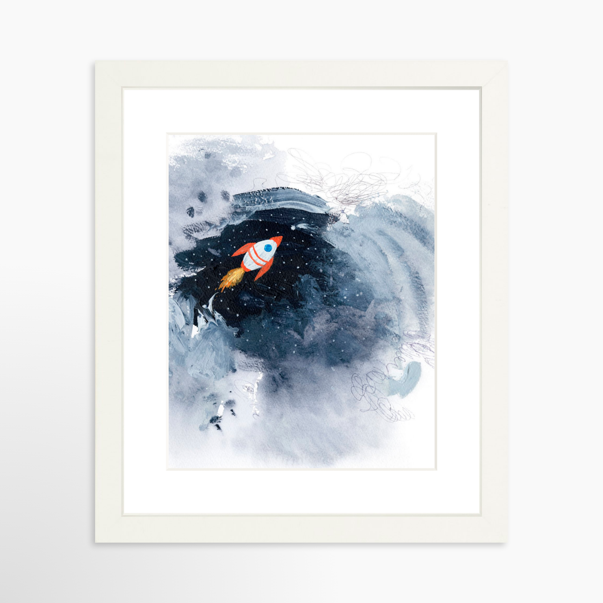 8x10 / White Frame + White Mat