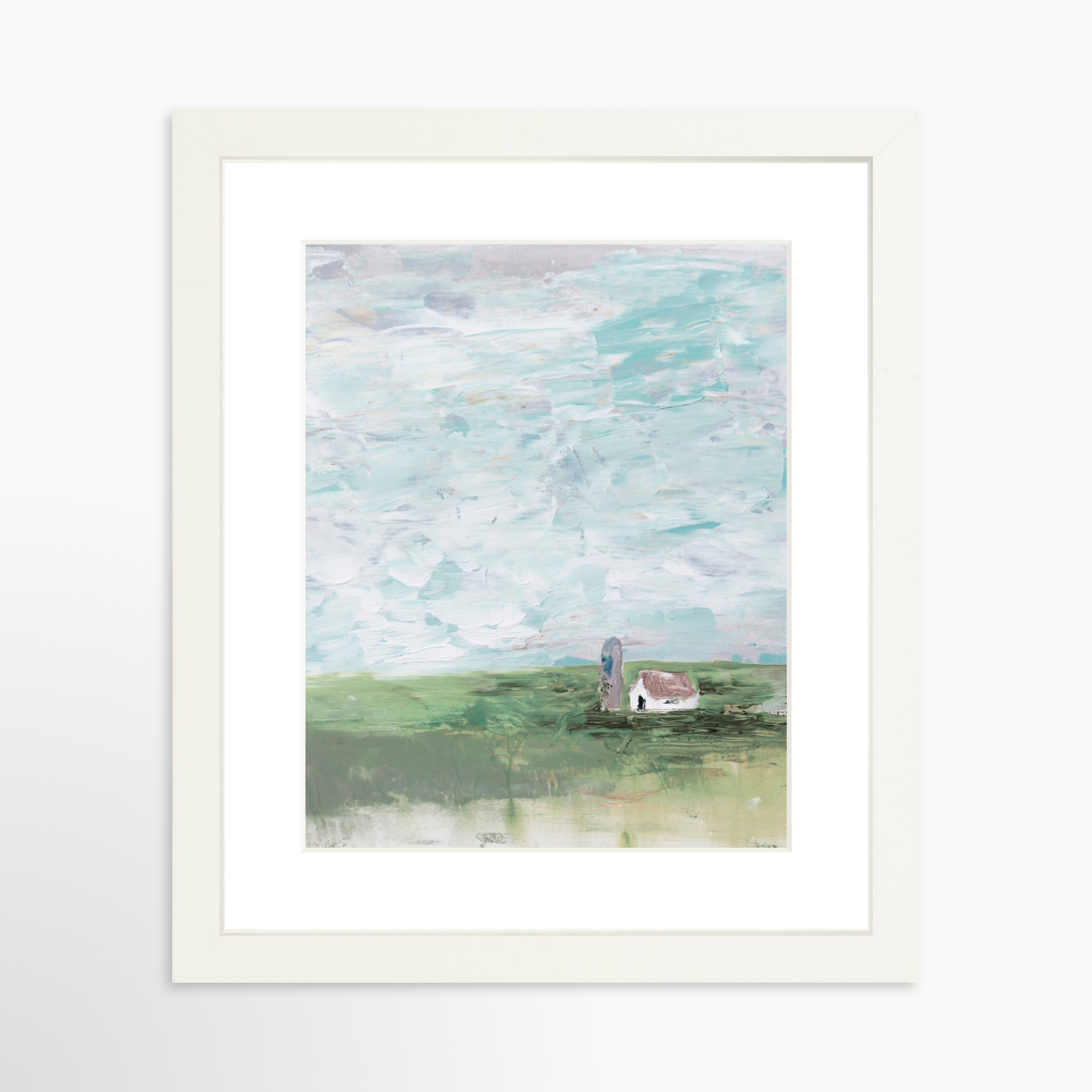 8x10 / White Frame + White Mat